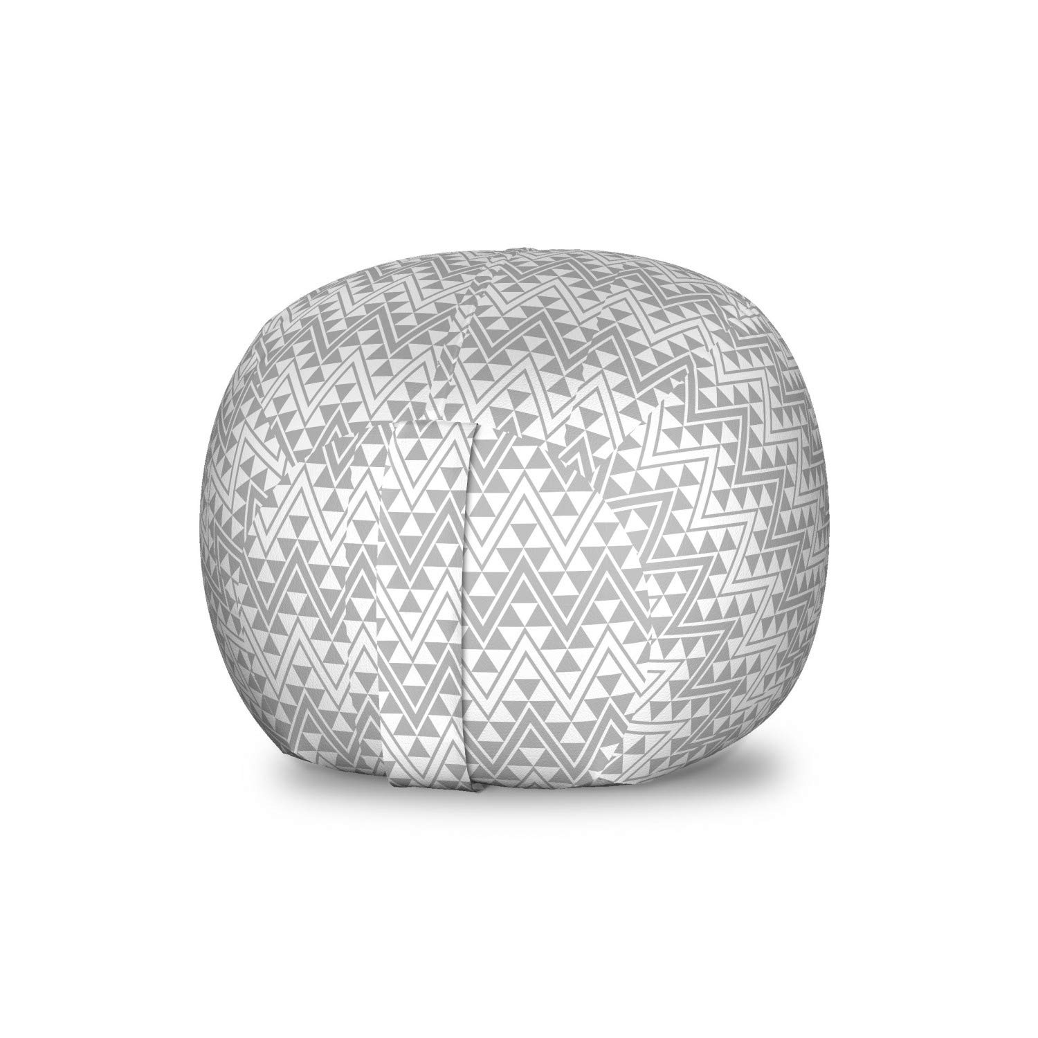 Ambesonne Grey Chevron Storage Toy Bag Chair - Minimalist Triangle Pattern, Washable Stuffed Animal Organizer, Small Size Pale Grey & White - Perfect for Kids' Room, Nursery, and Playroom Organization