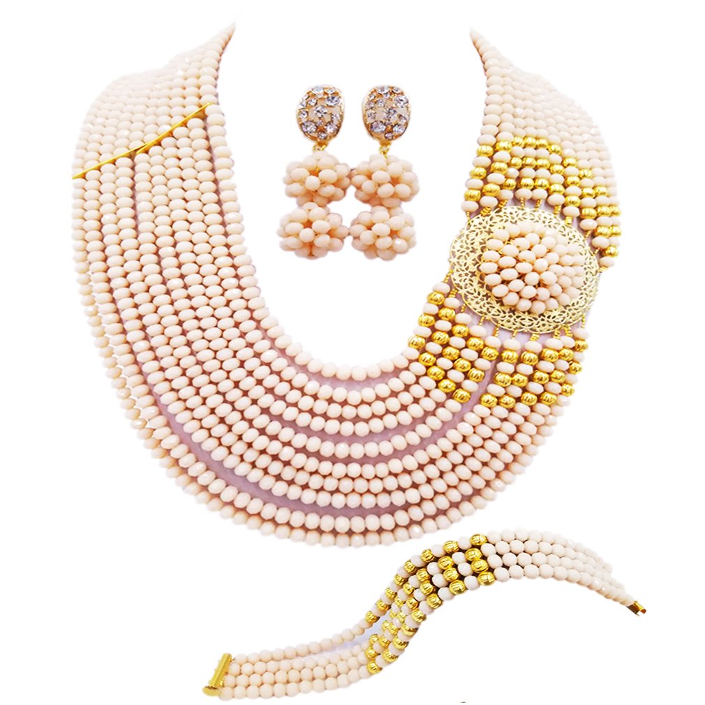 Royal Blue Crystal Beaded Jewelry Set for Women | African Nigerian Wedding Necklace | Elegant Bridal Accessories for Special Occasions