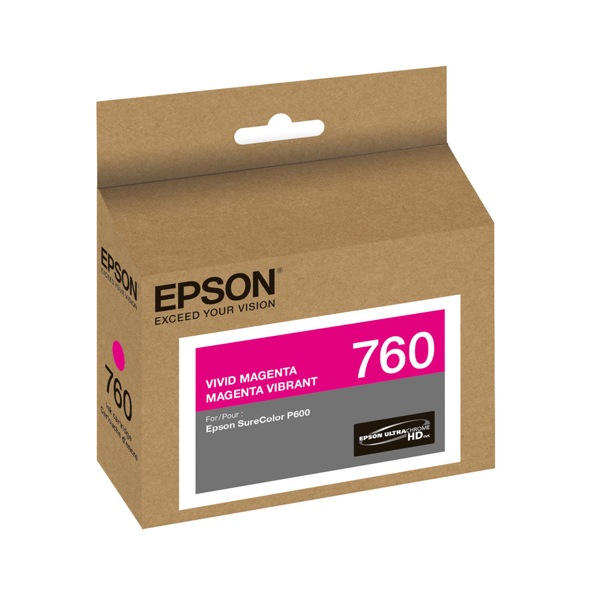 Epson T760 UltraChrome HD Vivid Magenta Ink Cartridge for SureColor P600 Printer - High-Quality Photo Printing for Artists & Photographers