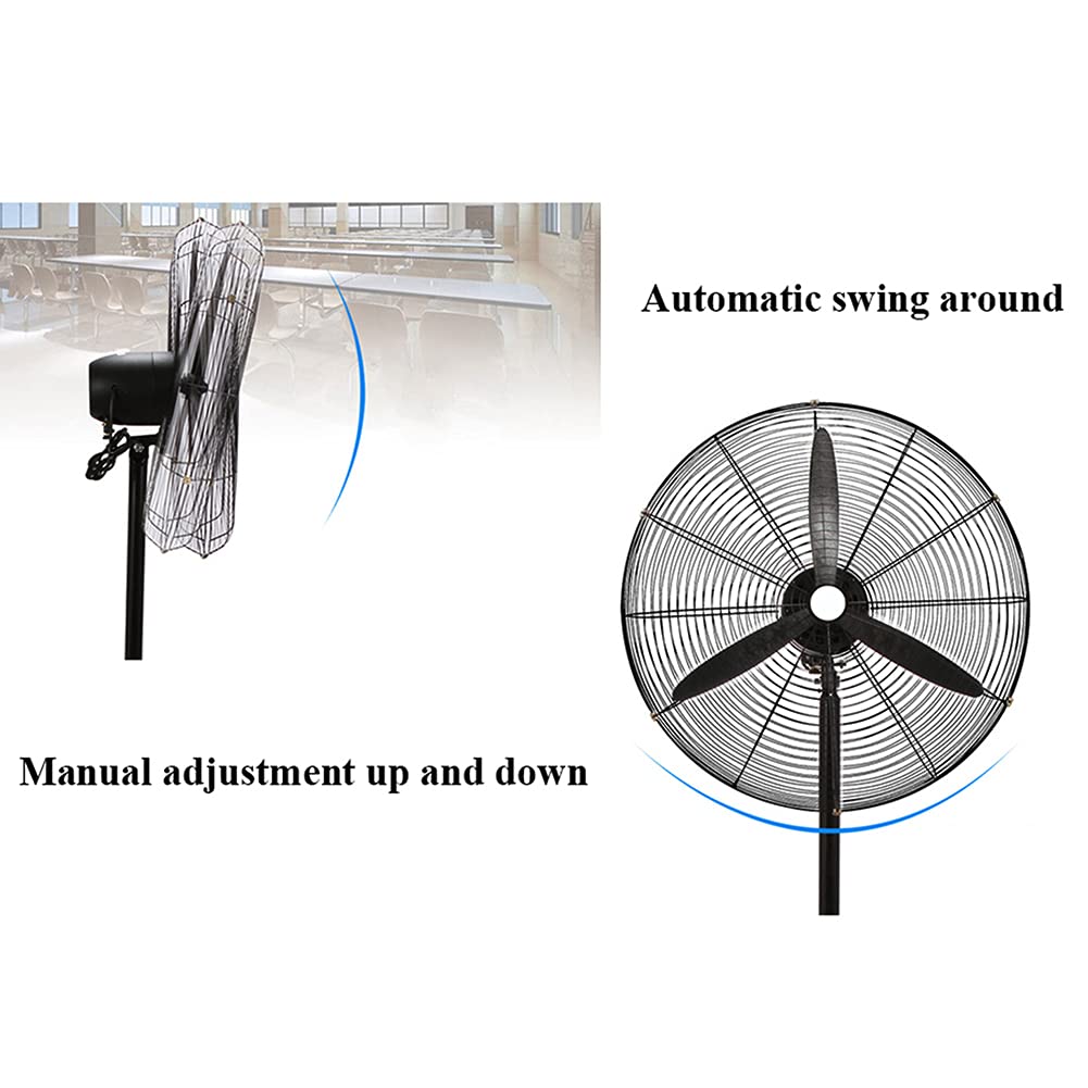 Powerful & Quiet Standing Oscillating Pedestal Fan with Copper Motor - 3 Speed Adjustable for Home, Office & Bedroom Cooling - Black (Ideal for Summer, Living Room, Workspace & Indoor Comfort)