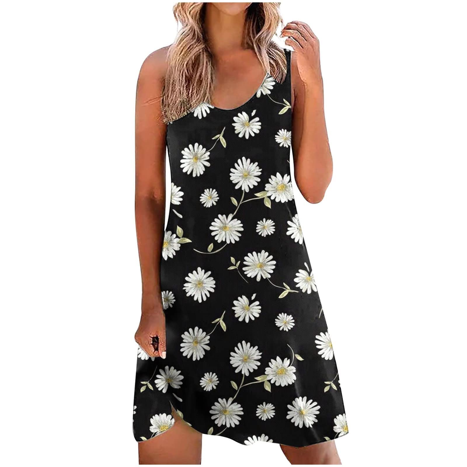 Women's Floral Spaghetti Strap V-Neck Cropped Tank Top - Summer Sleeveless Casual Dress for Beach, Wedding & Spring Outfits - Polyester Stretchy Fit