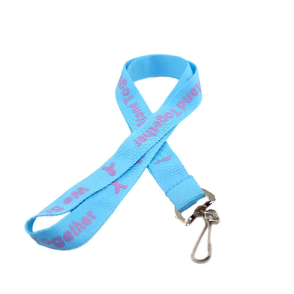 Pink & Blue Awareness Ribbon Lanyard - Custom Printed ID Badge Holder for Schools, Hospitals, and Events - Breast Cancer & Prostate Cancer Support