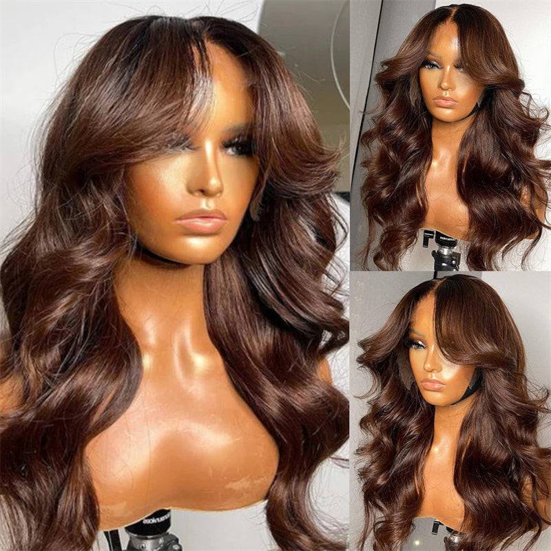 Eullair Perfect Chocolate Brown Lace Frontal Human Hair Wig - Natural Looking 13x4 HD Lace Wig for Black Women | TikTok Viral Hairpiece for Everyday Wear & Special Occasions