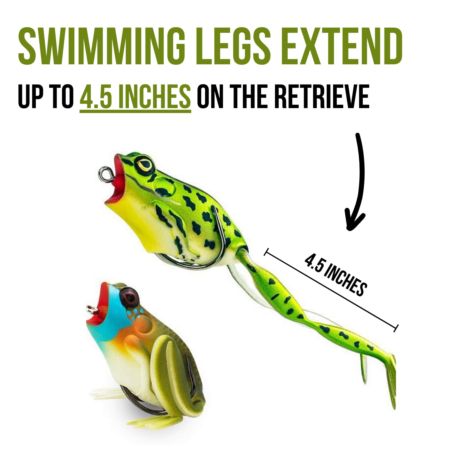 Lunkerhunt Frog Fishing Lure 1/4 oz - Topwater Bass Popping Bait with Weedless Hooks & Hollow Body | Perfect for Bass, Trout, Pike Fishing in Lakes & Ponds | Great for Weed-Covered Waters & Early Morning Fishing