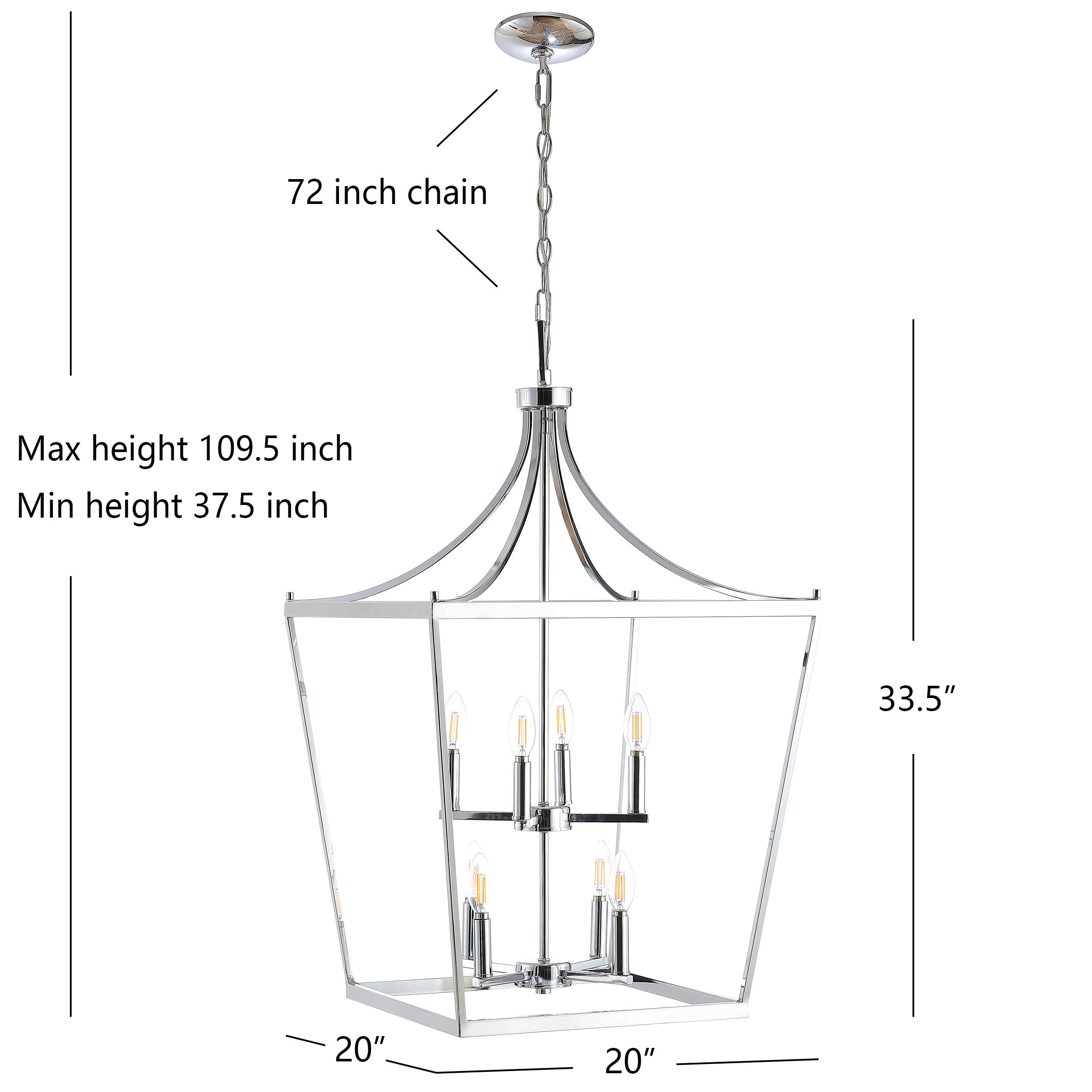 SAFAVIEH PND4092B Vallor Chrome 8-Light LED Pendant Light Fixture with Bulbs Included - Perfect for Dining Room, Kitchen Island & Modern Home Decor