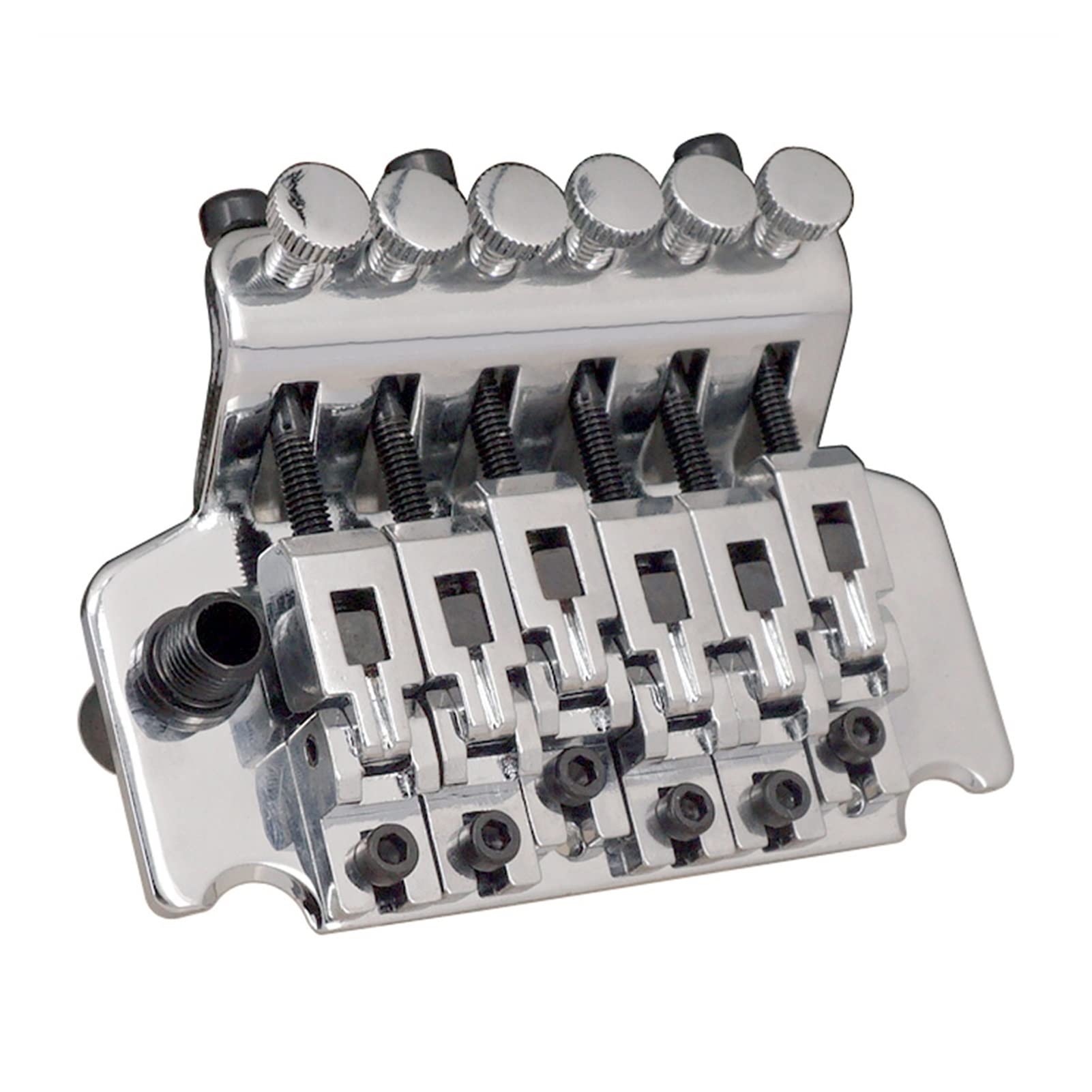 High-Quality 6-String Tremolo Bridge System with Double Roll Tailpiece - Silver Electric Guitar Replacement Bridge | Perfect for Rock, Blues & Metal Performances