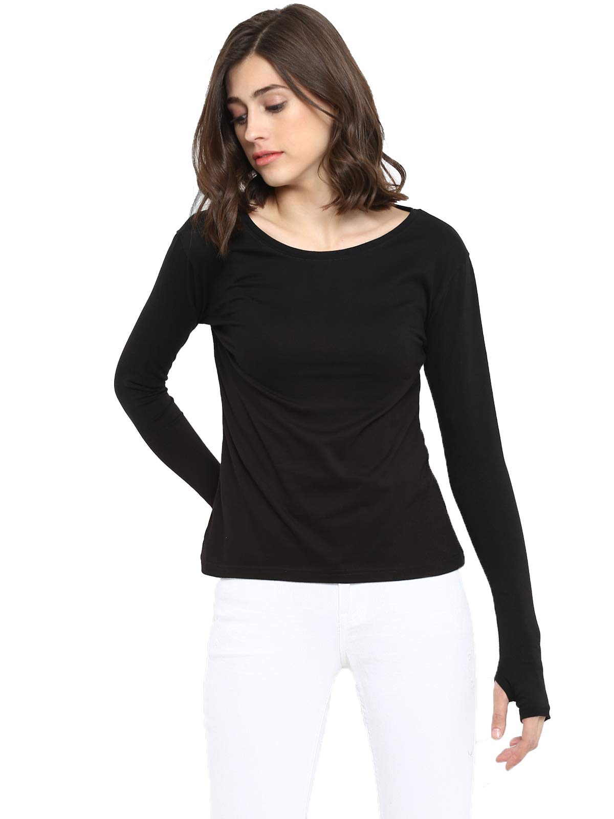 Ap'pulse Women's Long Sleeve Thumb Hole T-Shirt - Soft Athletic Workout Top for Yoga, Running & Casual Wear