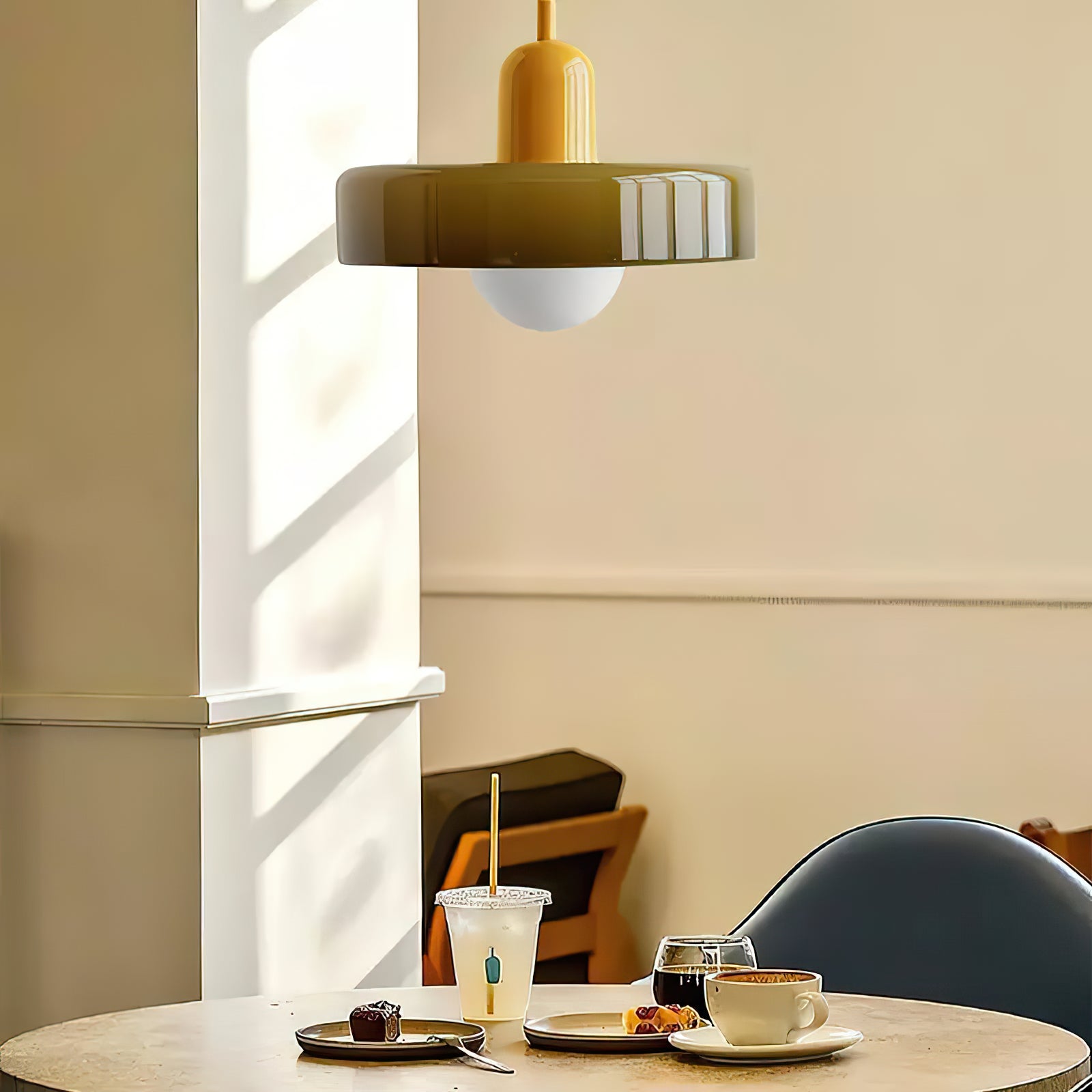Modern Disc Orb Pendant Light Fixture - Sleek Minimalist Ceiling Lighting for Dining Room, Kitchen, Bedroom & Living Room Decor