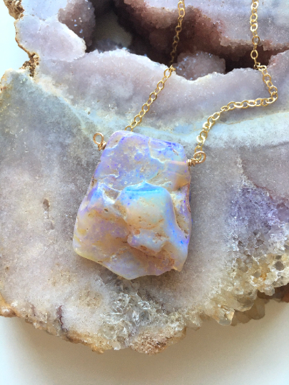 Natural Australian Opal Pendant Necklace - 14K Gold Filled Women's Jewelry Gift for Birthday, Anniversary & Special Occasions