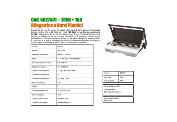Fellowes Star+ 21-Hole Manual Binding Machine - 150 Sheet Capacity Comb Binder with Paper Punch - White/Grey - Perfect for Home Office, School Projects & Document Organization