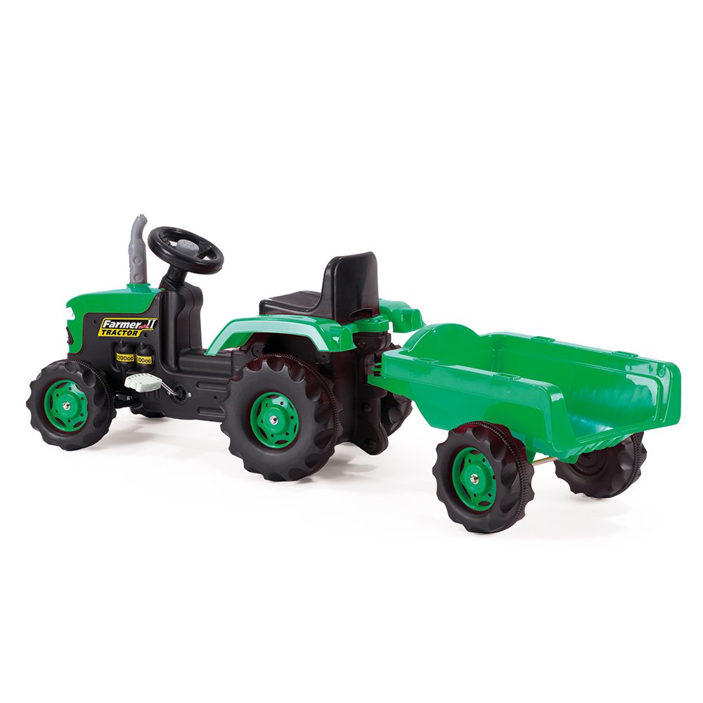 Big Green Pedal Tractor with Trailer - Kids Ride-On Toy for Outdoor Play & Farm Pretend Play - Durable Steel Construction for Ages 3-8 Years
