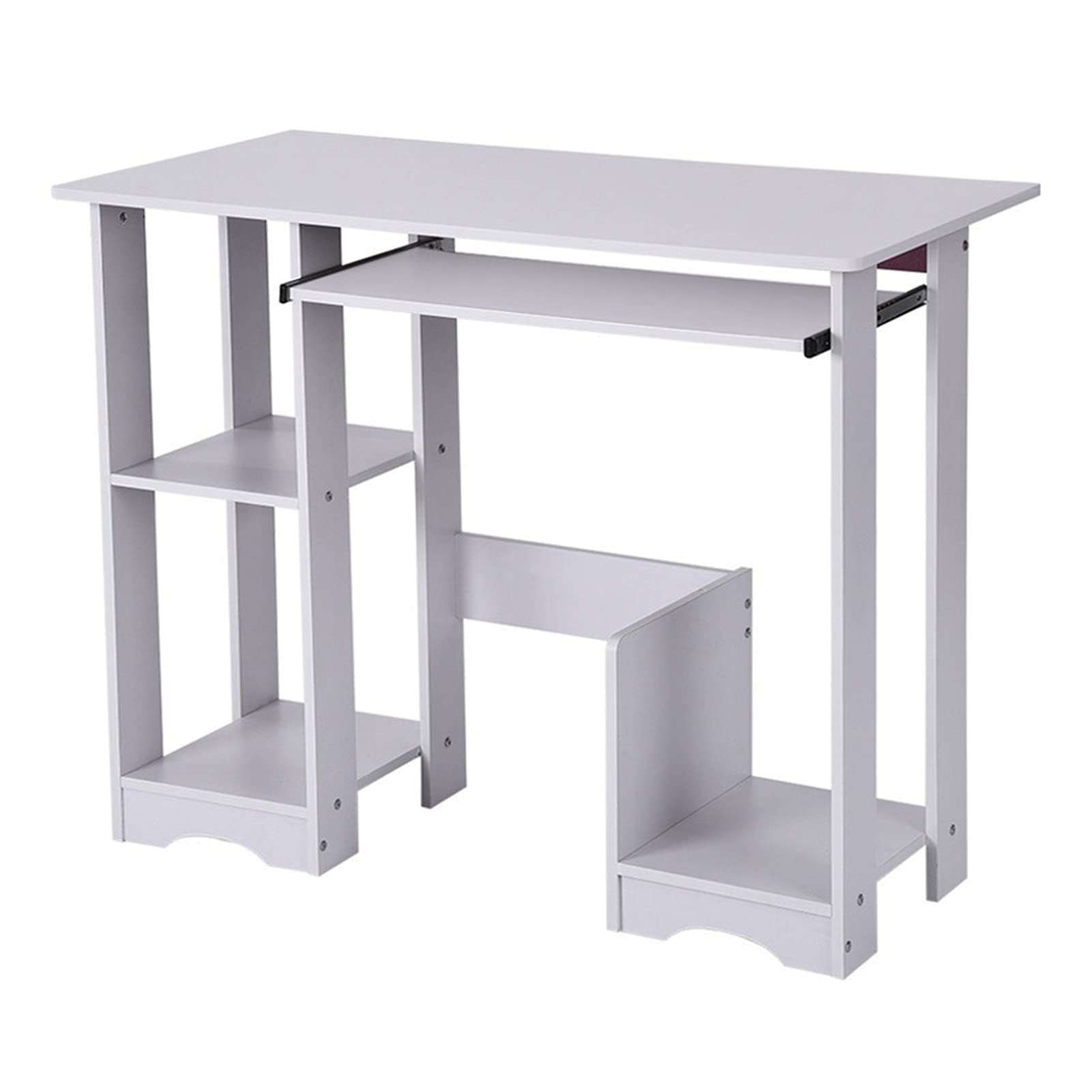 Modern Minimalist White Computer Desk - Home Office Writing Desk with Study Table for Laptop & Workstation | Compact Design for Small Spaces, Dorm Rooms & Workspaces