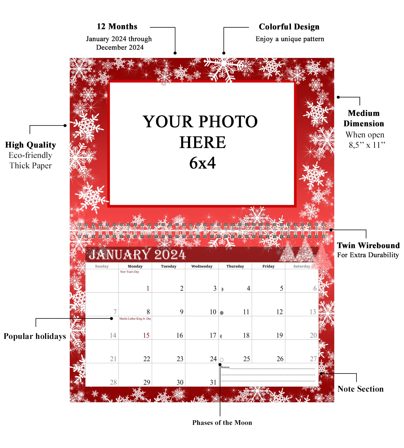 2025 Spiral-Bound Photo Frame Wall Calendar - Customizable with Your Own Photos - 12-Month Desktop & Wall Planner (Edition #08) - Multicolor - Perfect for Home, Office & Gift Giving