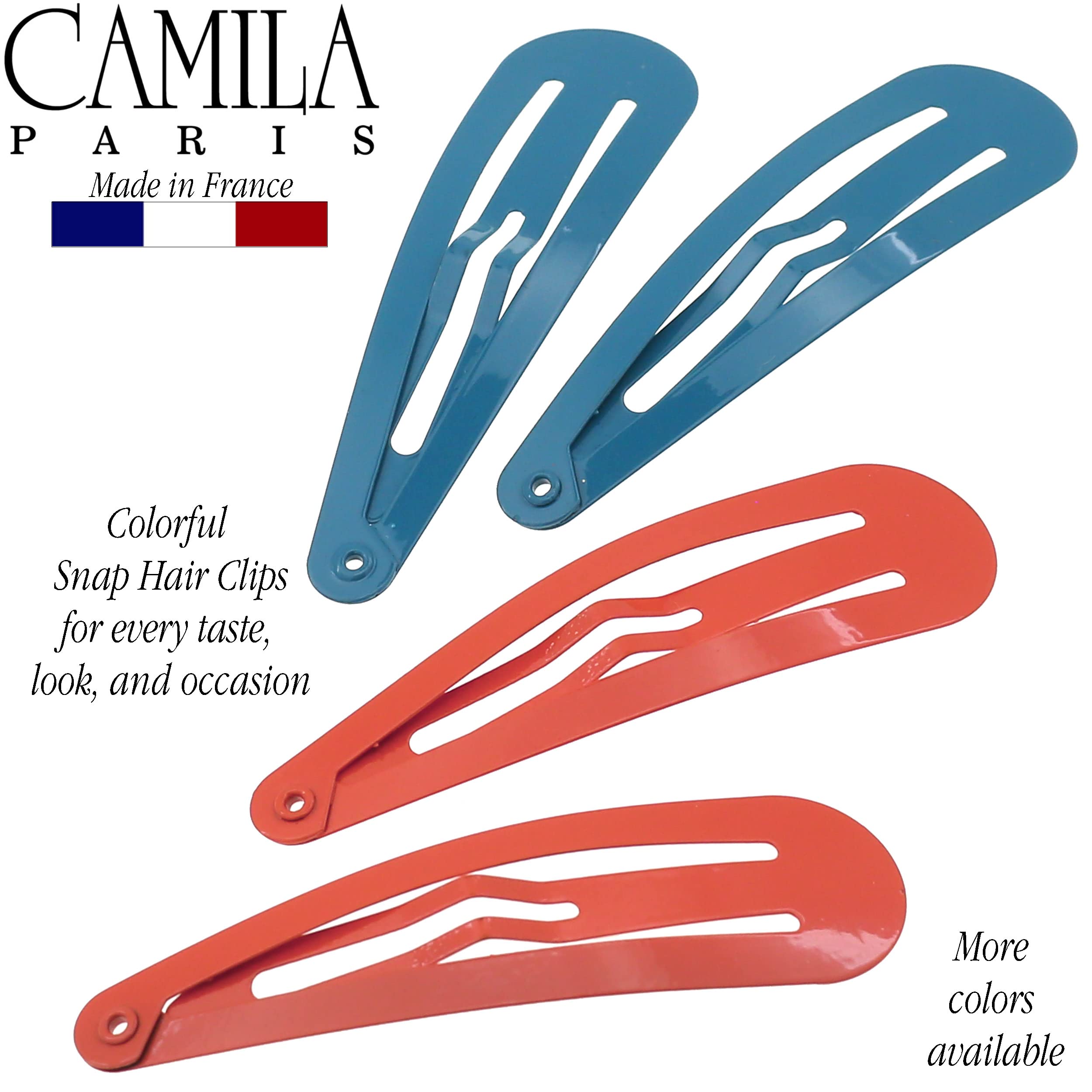 Camila Paris CP1330B French Hair Barrettes Clips for Women - Strong Hold Snap Hair Slides, No Slip Grip Metal Hair Accessories | Perfect for Styling, Updos, and Everyday Wear | Made in France