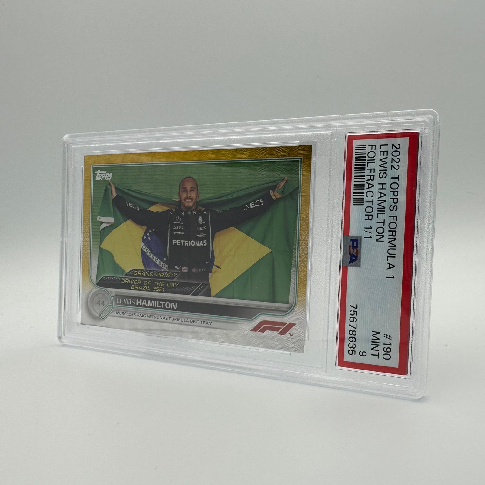 PSA 9 1/1 Lewis Hamilton Grand Prix Winners #190 Foilfractor Trading Card - Rare Collectible for F1 Fans & Sports Memorabilia Enthusiasts - Perfect for Display, Investment, and Racing Memorabilia Collections