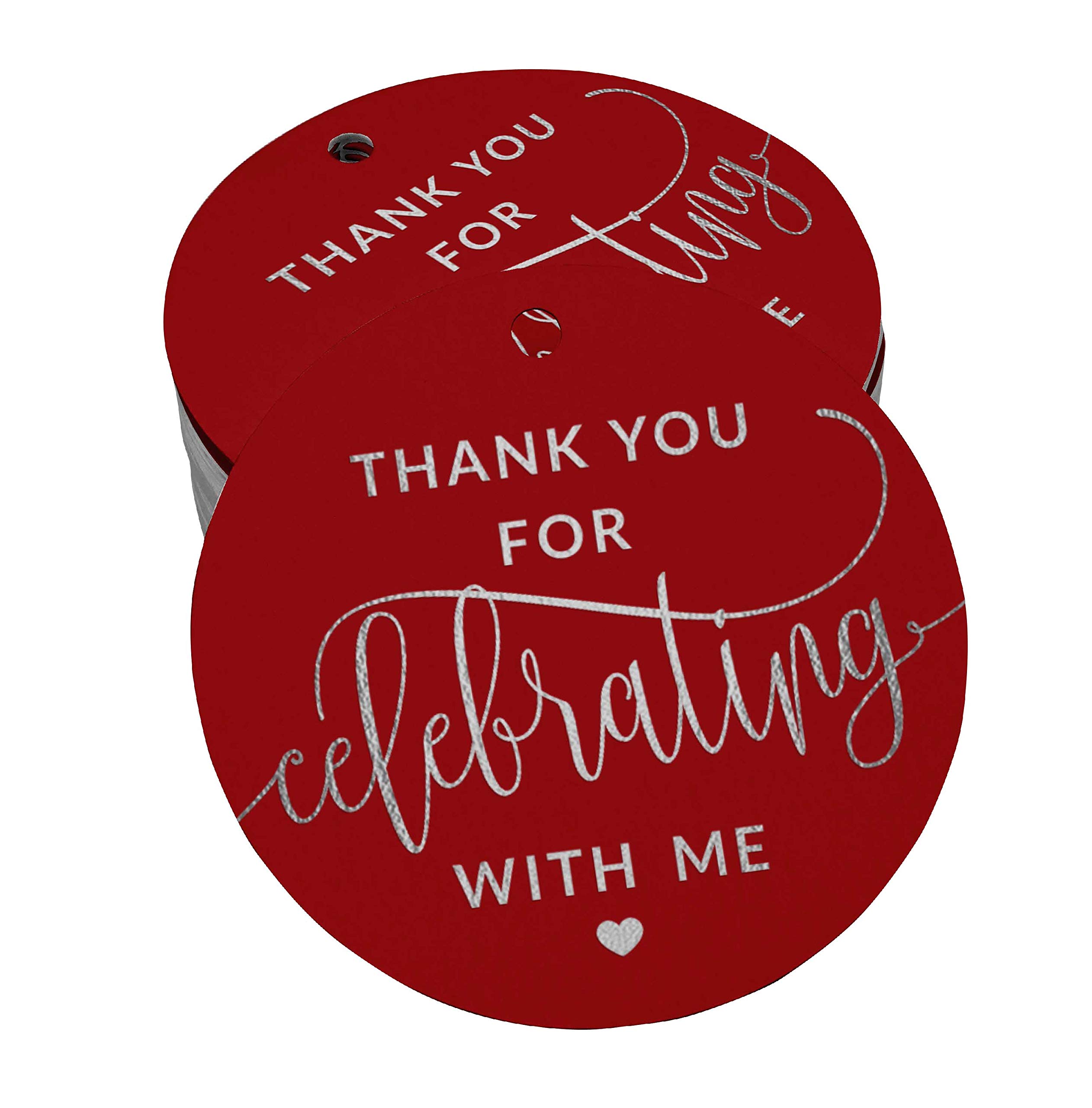50pcs Silver Foil Thank You Tags for Birthday Party Favors - Elegant Celebration Gift Tags for Wedding, Baby Shower & Special Events - Perfect for DIY Crafts & Party Decorations