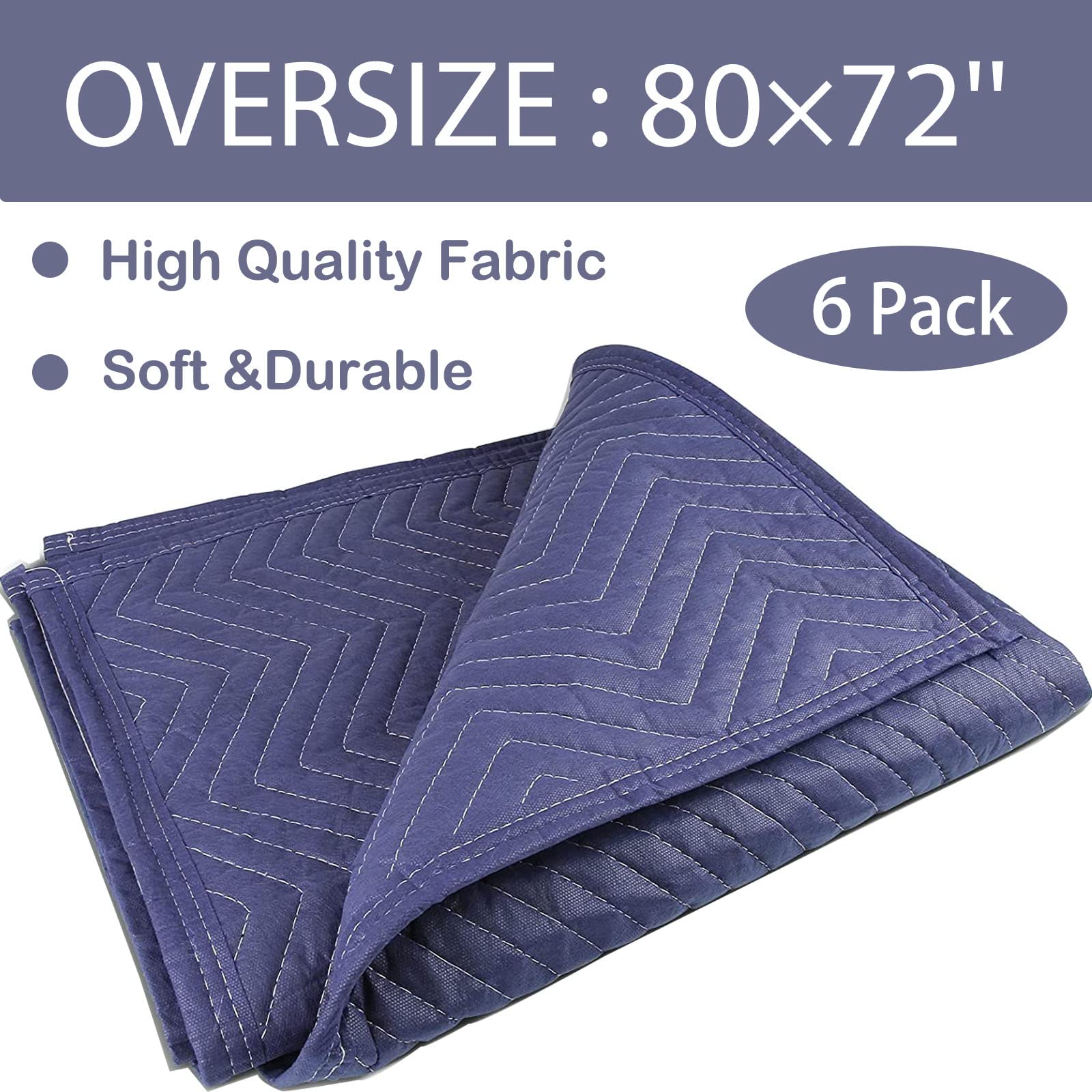 Heavy Duty Moving Blankets 6 Pack - 80x72 Inch (30 lb/dz) Furniture Pads for Shipping, Packing & Moving - Quilted Protective Blankets for Furniture, Appliances & Delicate Items - Ideal for Home Moves, Storage & Delivery Protection
