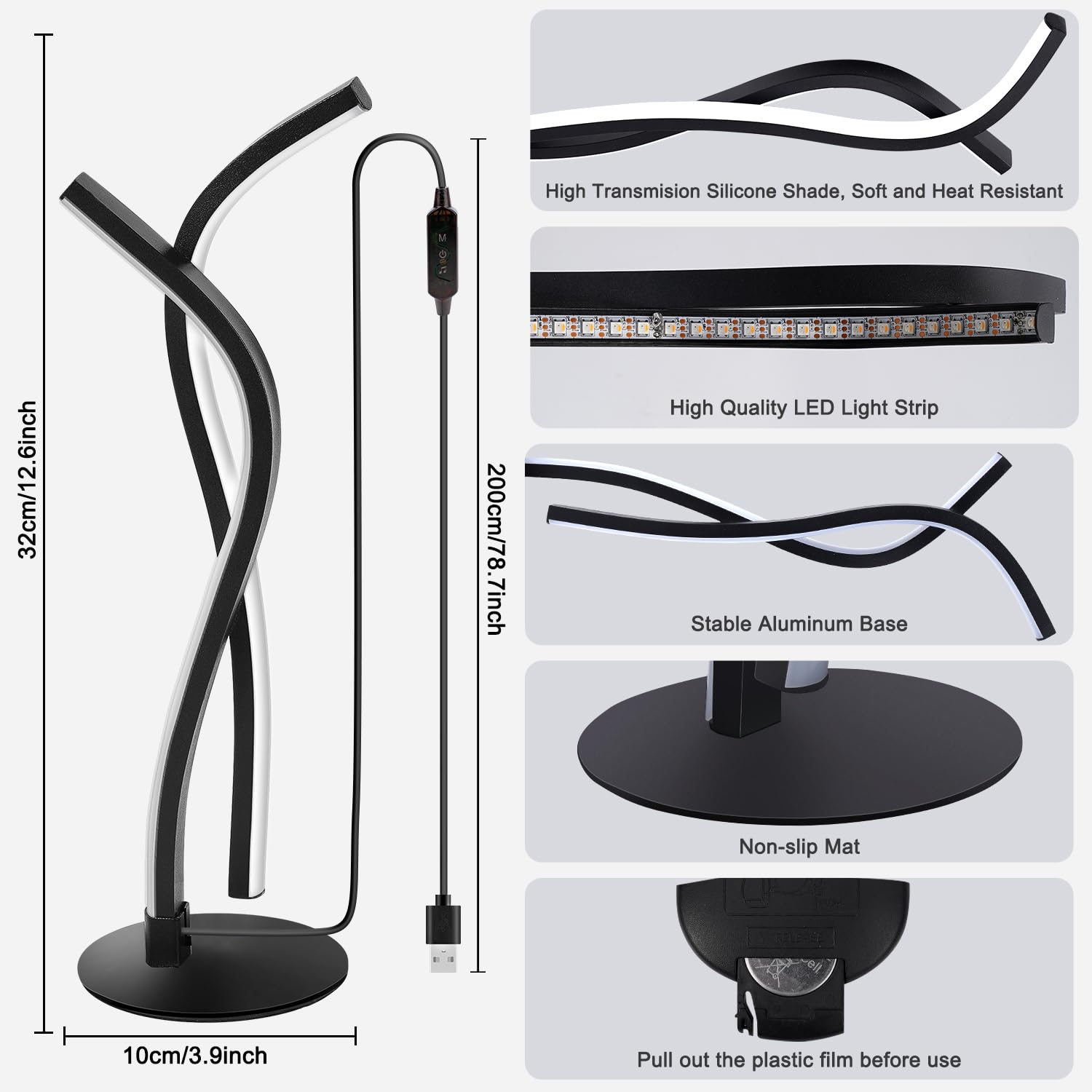 Wefomey Smart LED Table Lamp - RGBW IC Color Changing Dimmable Night Light with App & Remote Control, USB-Powered Modern Bedside Lamp for Bedroom, Living Room & Office | Perfect for Reading, Relaxation & Mood Lighting