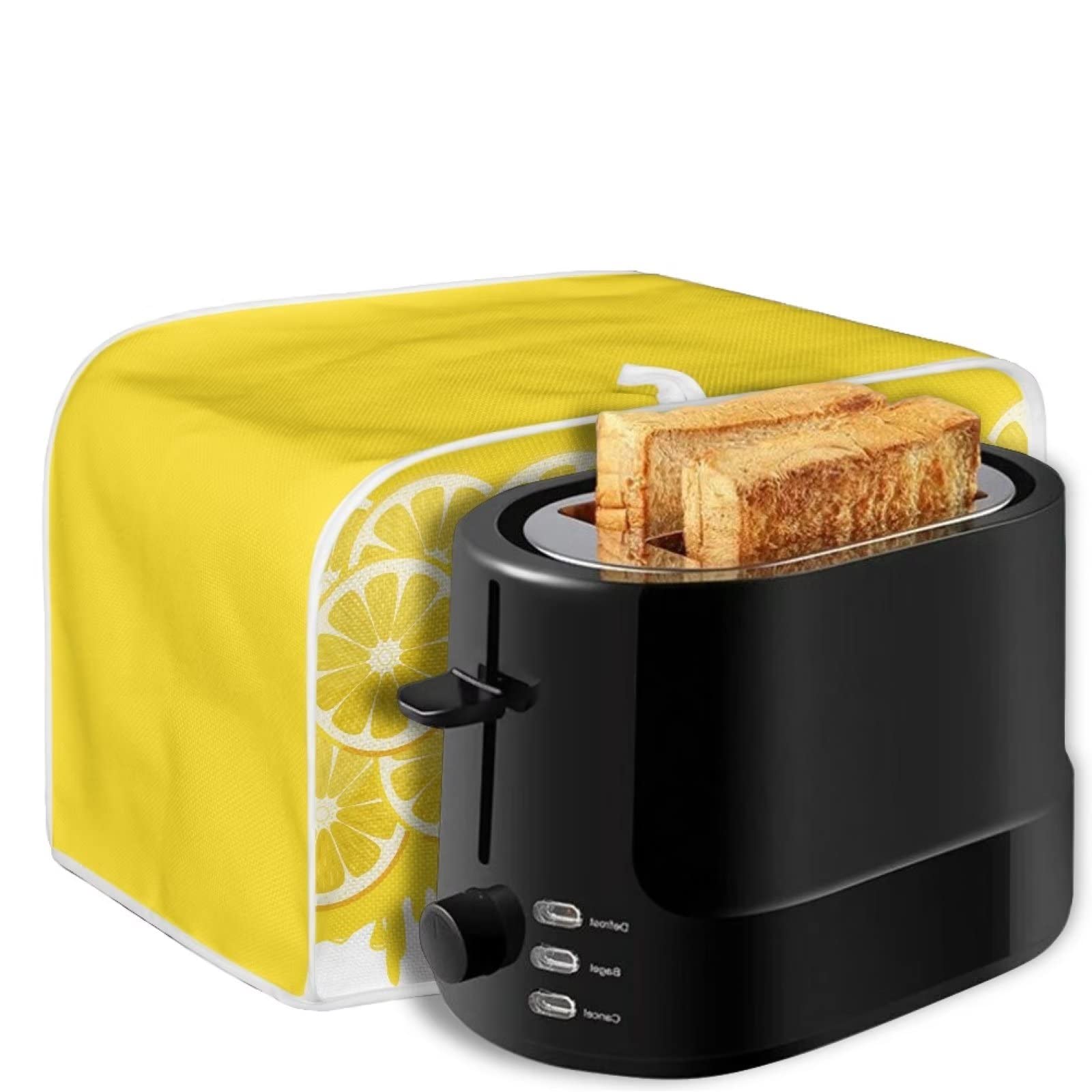 Chaqlin 2 Slice Toaster Oven Cover with Yellow Lemon Design - Heat Resistant Appliance Protector for Kitchen, Dorm, RV - Includes Carrying Bag for Easy Storage & Travel