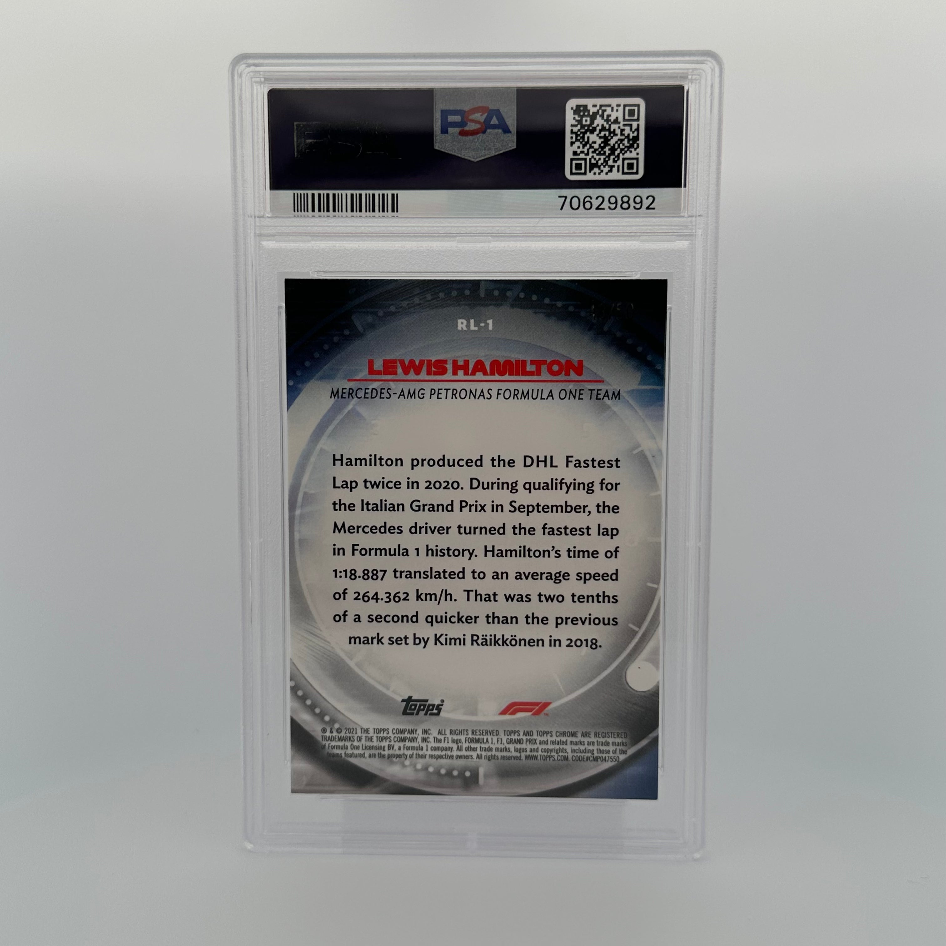PSA 9 43/50 Lewis Hamilton #RL1 Redliners Gold Wave Refractor - Rare F1 Racing Card for Collectors & Fans, Perfect for Display & Investment