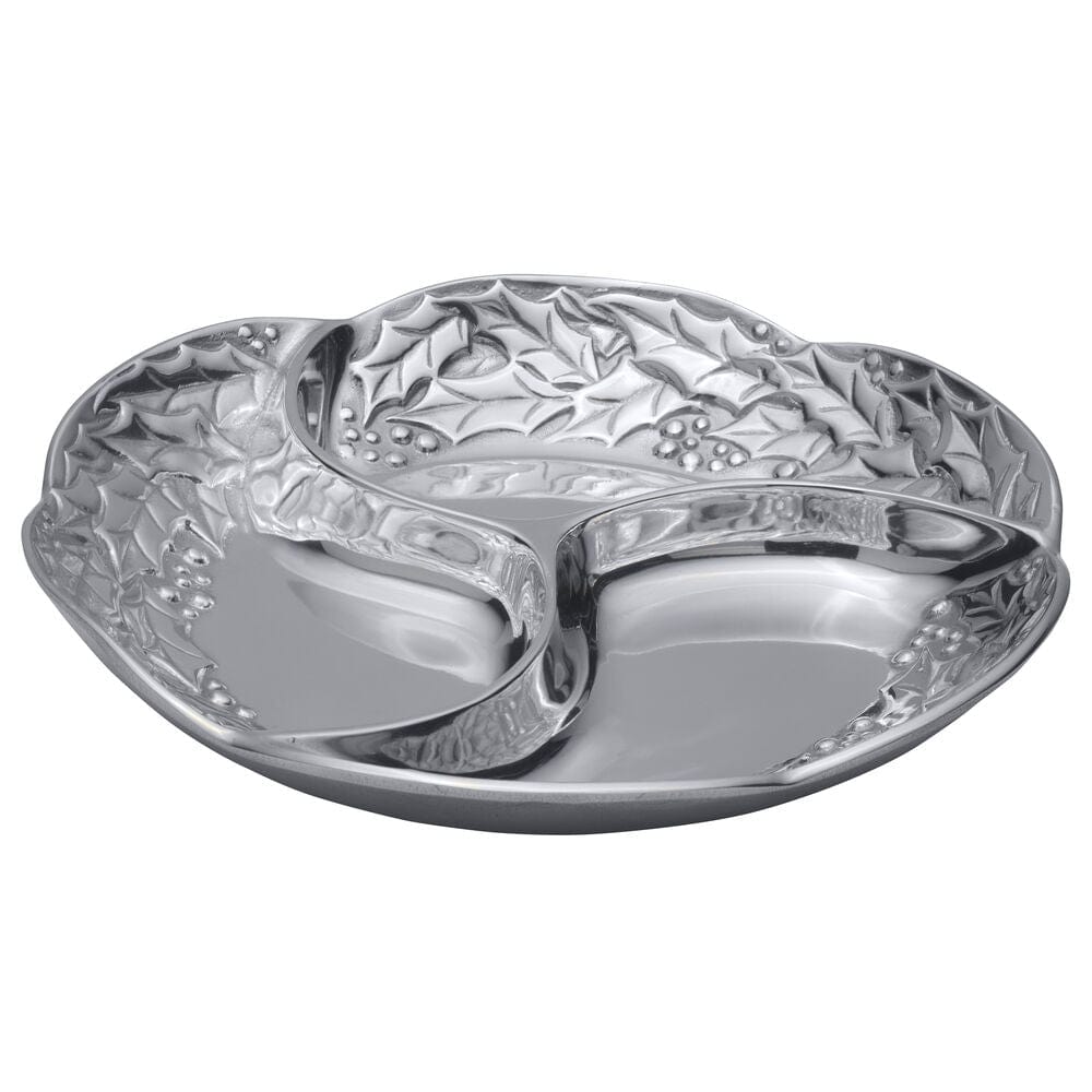 Premium Holly Berries Divided Serving Platter - Elegant Holiday Party Appetizer Tray for Christmas, Thanksgiving & Entertaining