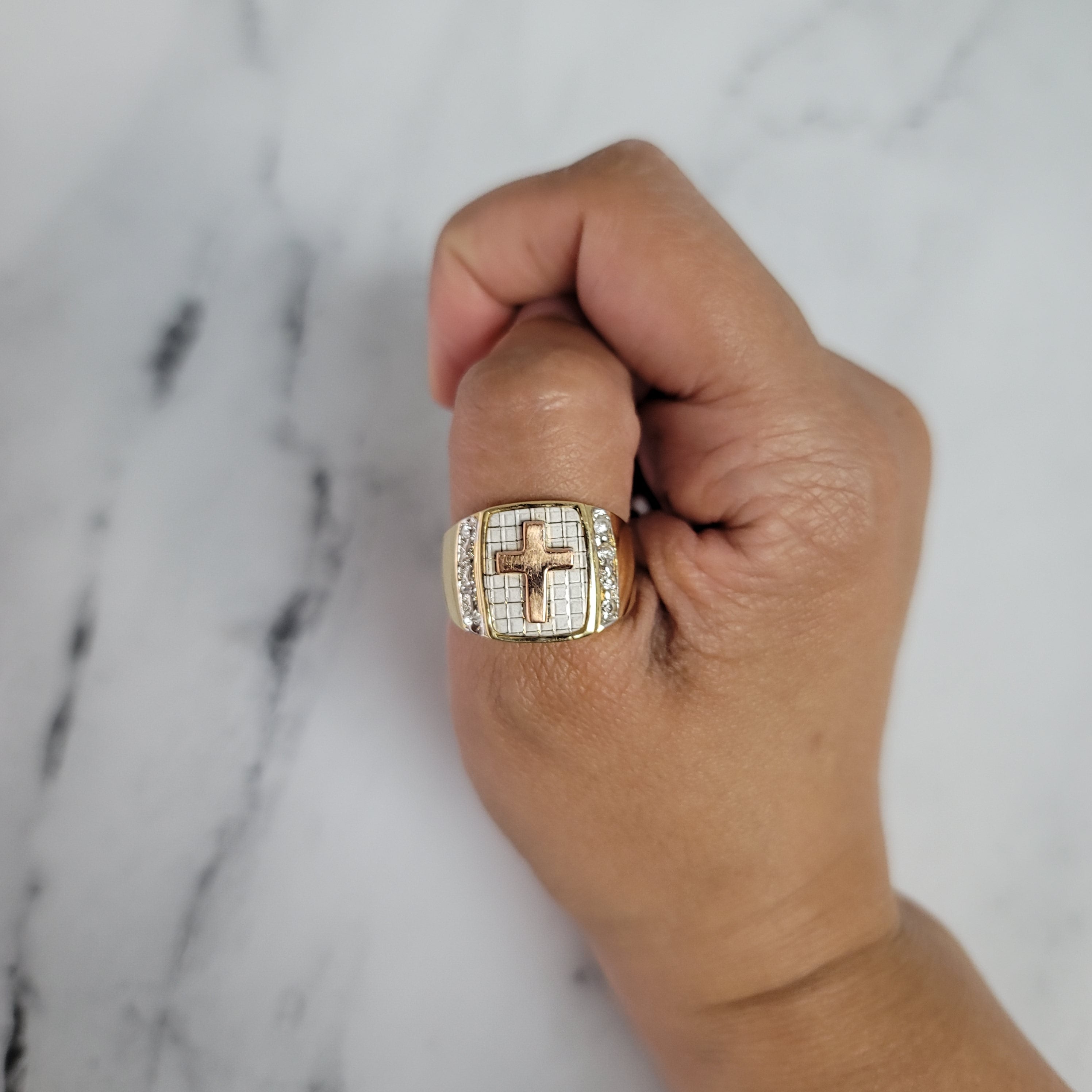 14K Yellow Gold Diamond Cross Ring - 0.40cttw Elegant Religious Jewelry for Women, Perfect for Baptism, First Communion, Confirmation & Everyday Wear
