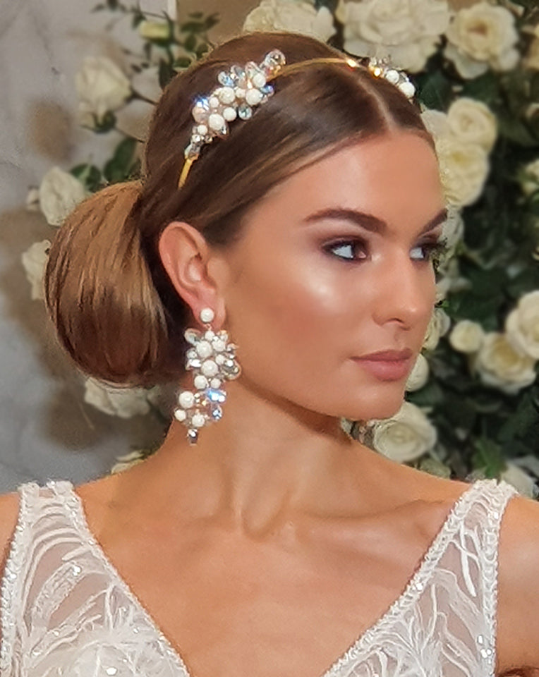 Elegant Bridal Headband with Pearl Shimmer - Kahlo by Kezani | Perfect for Weddings, Prom & Special Occasions
