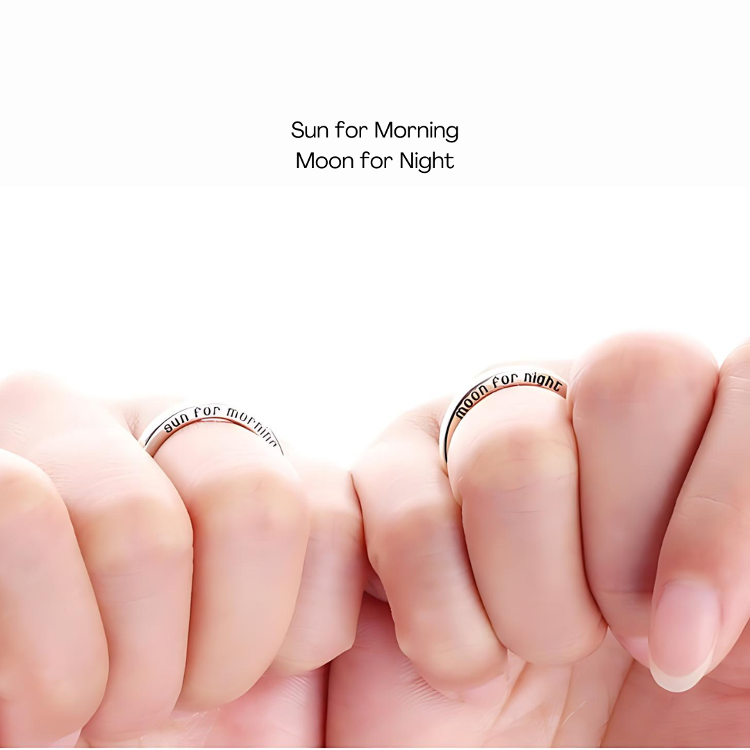 Sun and Moon Couple Rings for Women & Men - Sterling Silver Matching Promise Rings - Perfect for Anniversaries, Weddings, and Romantic Gifts