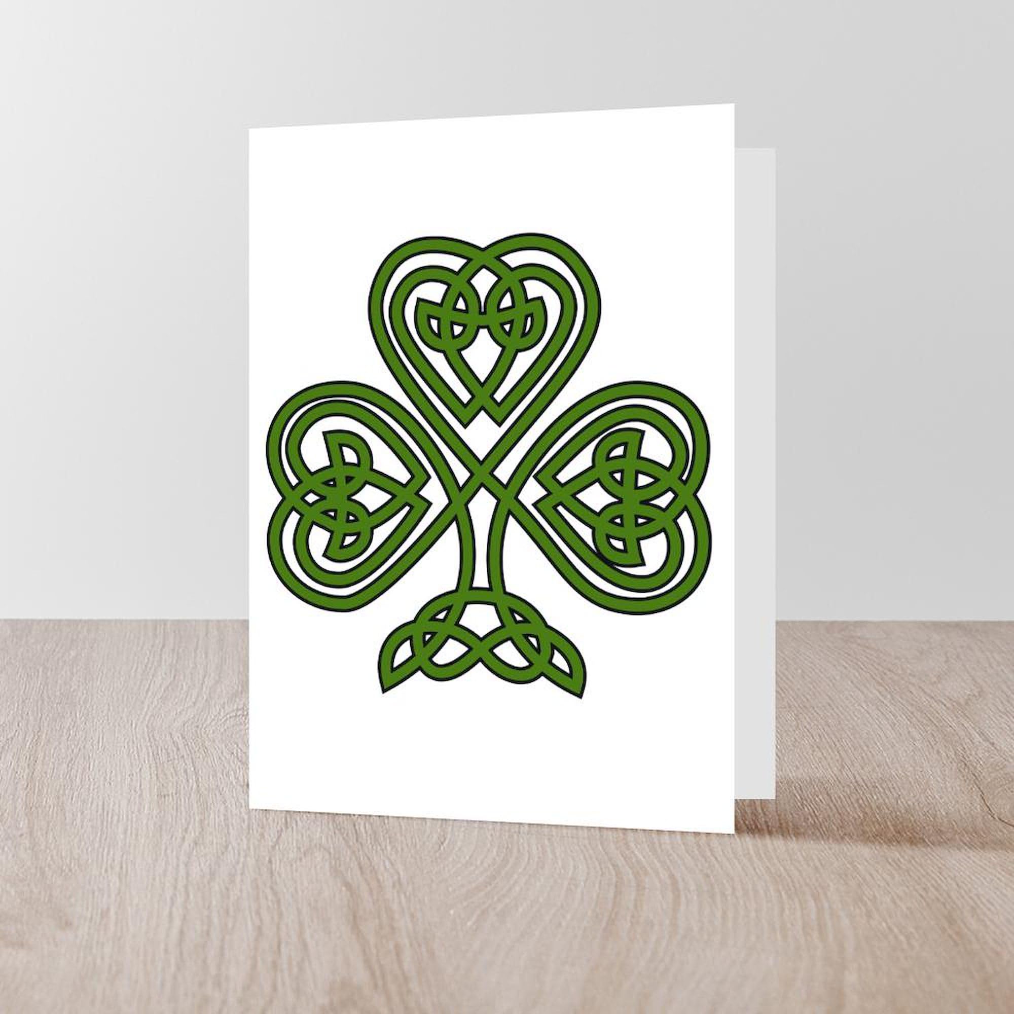 Celtic Shamrock St. Patrick's Day Greeting Cards - 5x7 Inch Folded Card with Glossy Finish - Perfect for Irish Blessings, Holiday Wishes & Party Invitations