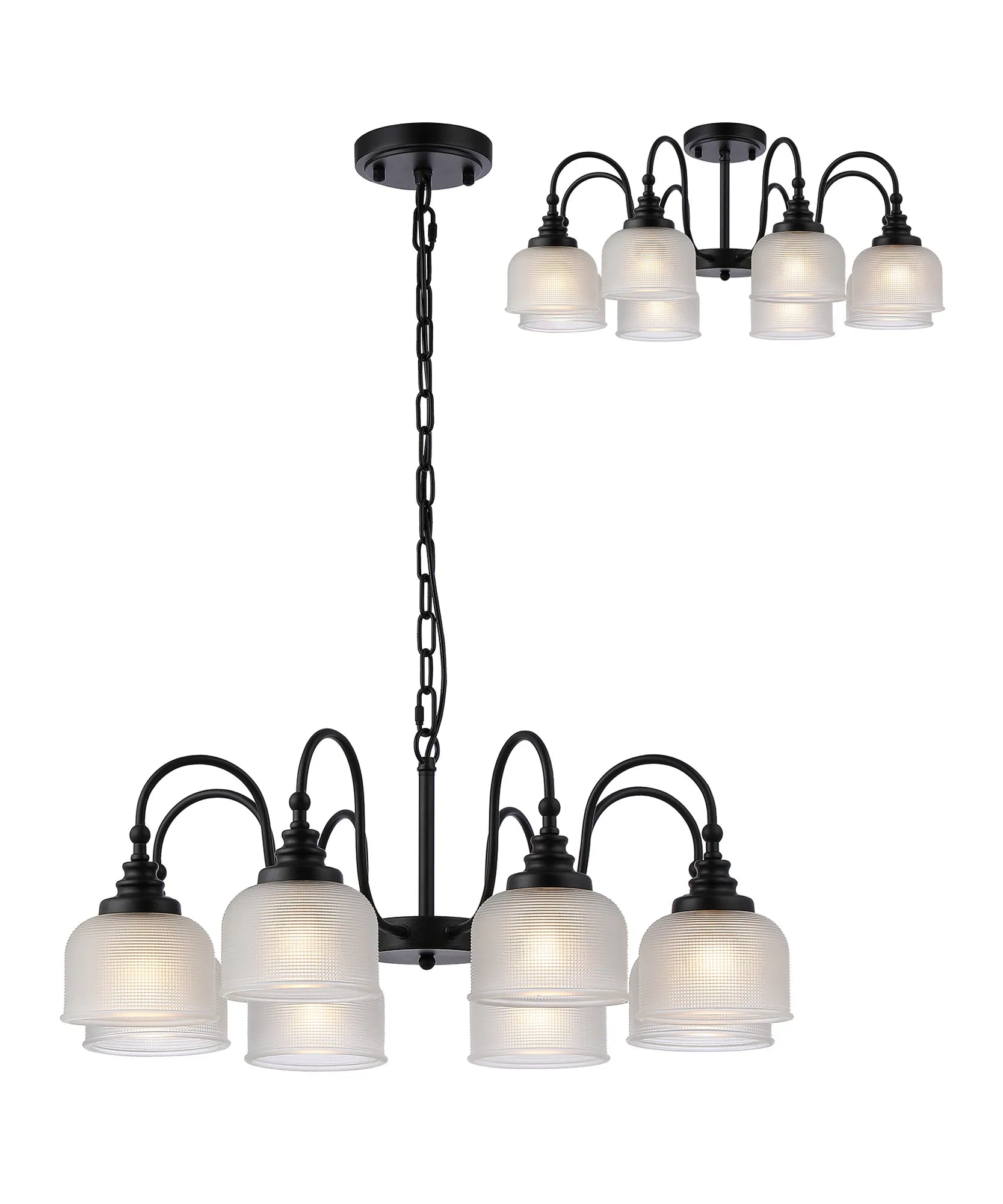 Cleron 3/5/8Lt Semi Flush Mount Pendant Light Fixture - Modern Ceiling Lighting in Multiple Colors for Living Room, Bedroom & Dining Room
