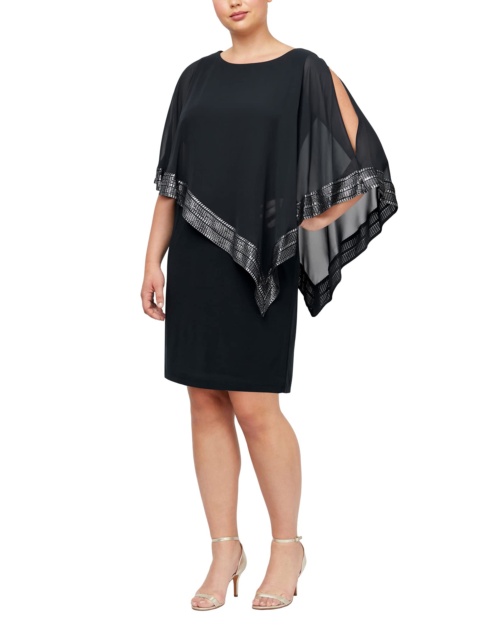 Stylish Plus Size Cape Dress for Women | Elegant & Comfortable S.L. Fashions Outfit | Perfect for Parties, Weddings & Special Occasions
