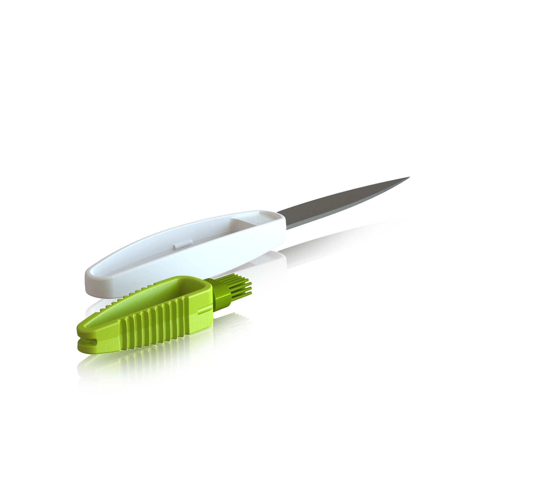 Vacu Vin Vegetable Knife with Brush - Stainless Steel Kitchen Knife for Slicing, Peeling & Cleaning Vegetables - Perfect for Home Cooking, Meal Prep & Professional Chefs