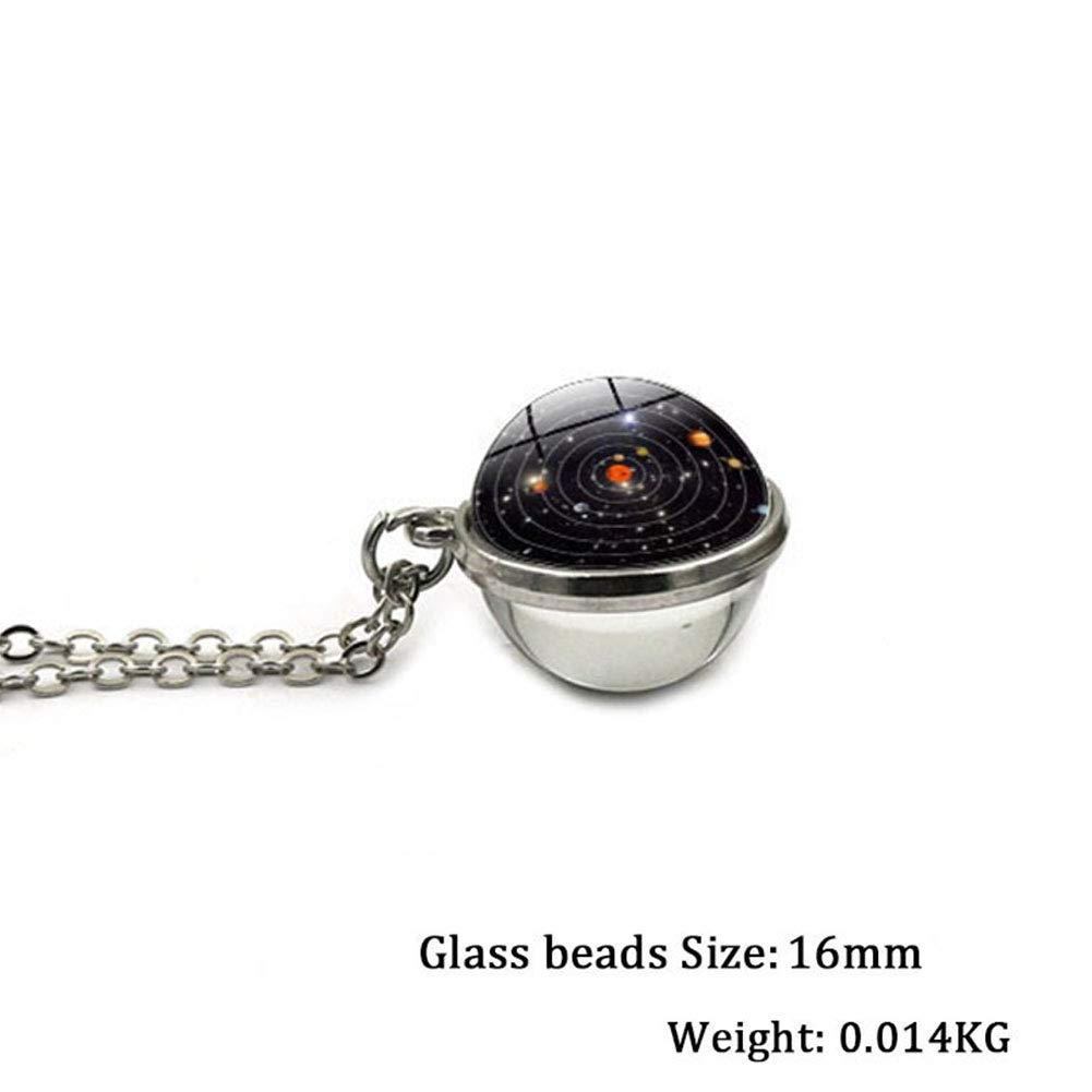 JCZR.Y Eight Planets Necklace - Double-Sided Glass Ball Pendant with Solar System & Galaxy Design - Universe Guardian Stars Jewelry for Women - Perfect for Astronomy Lovers, Space-Themed Gifts & Cosmic Fashion Accessories