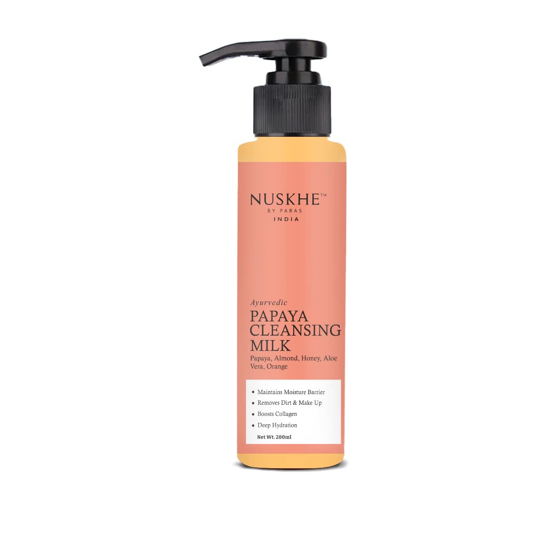 Nuskhe By Paras Ayurvedic Papaya Cleansing Milk - Natural Face Wash for Glowing Skin | Gentle Exfoliation & Deep Cleansing | Perfect for Daily Skincare Routine & Acne-Prone Skin