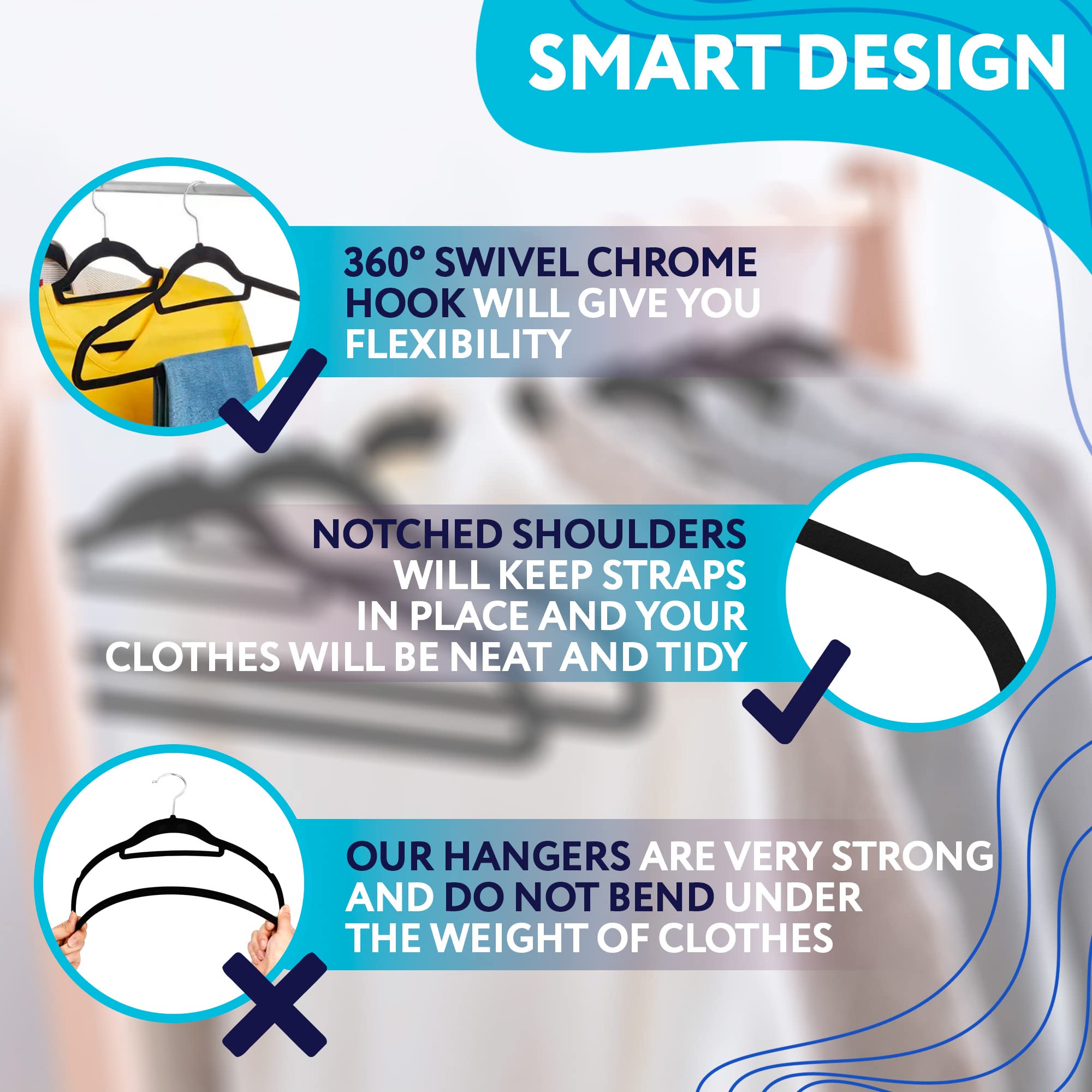 Premium Black Velvet Hangers - 140 Pack Non-Slip Clothes Hangers with 360° Swivel Chrome Hooks & Notched Shoulders for Wardrobe Organization - Perfect for Closets, Retail Stores, and Travel Luggage