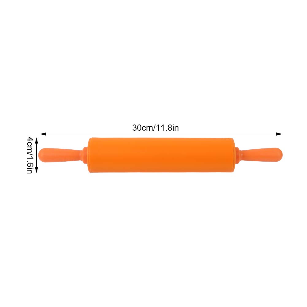 11.8 Inch Non-Stick Silicone Rolling Pin for Baking - Perfect for Homemade Bread, Cookies, Cakes & Pastries (Orange) | Ideal for DIY Kitchen, Holiday Baking & Gift Giving