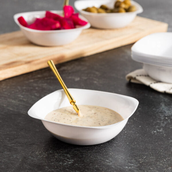 20-Pack White 6 oz Eco-Friendly Plastic Dessert Bowls | Organic & Durable | Perfect for Parties, Ice Cream, Yogurt & Dessert Serving