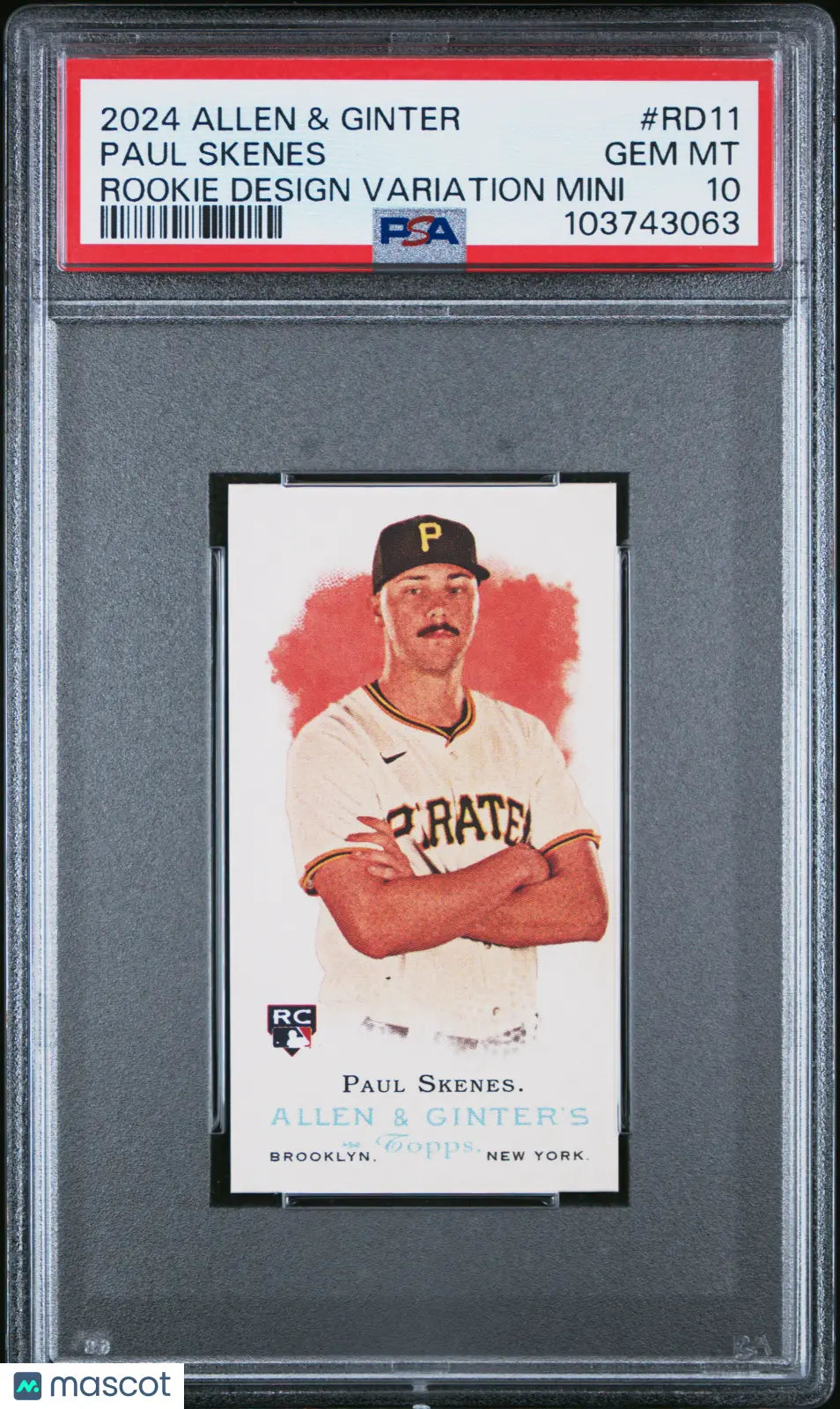 2024 Topps Allen & Ginter Paul Skenes Rookie Card Mini Variation PSA 10 Gem Mint - Rare Baseball Collectible for Investors & Sports Memorabilia Enthusiasts