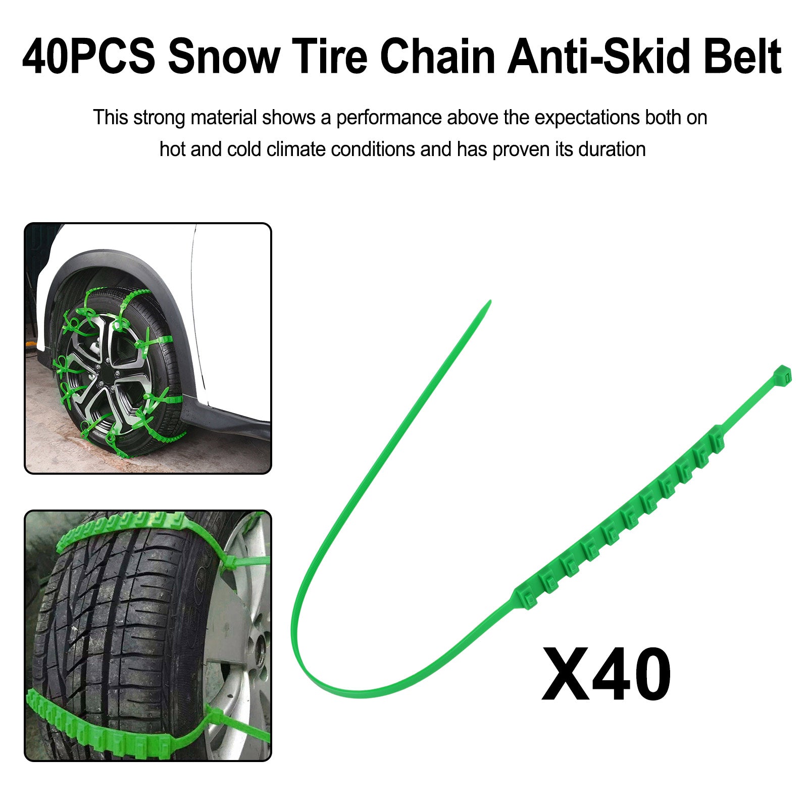 10PCS Snow Tire Chains Anti-Skid Traction Belt for Car, Truck & SUV - Heavy Duty Winter Emergency Driving Safety - Ideal for Icy Roads & Mountain Snow Adventures