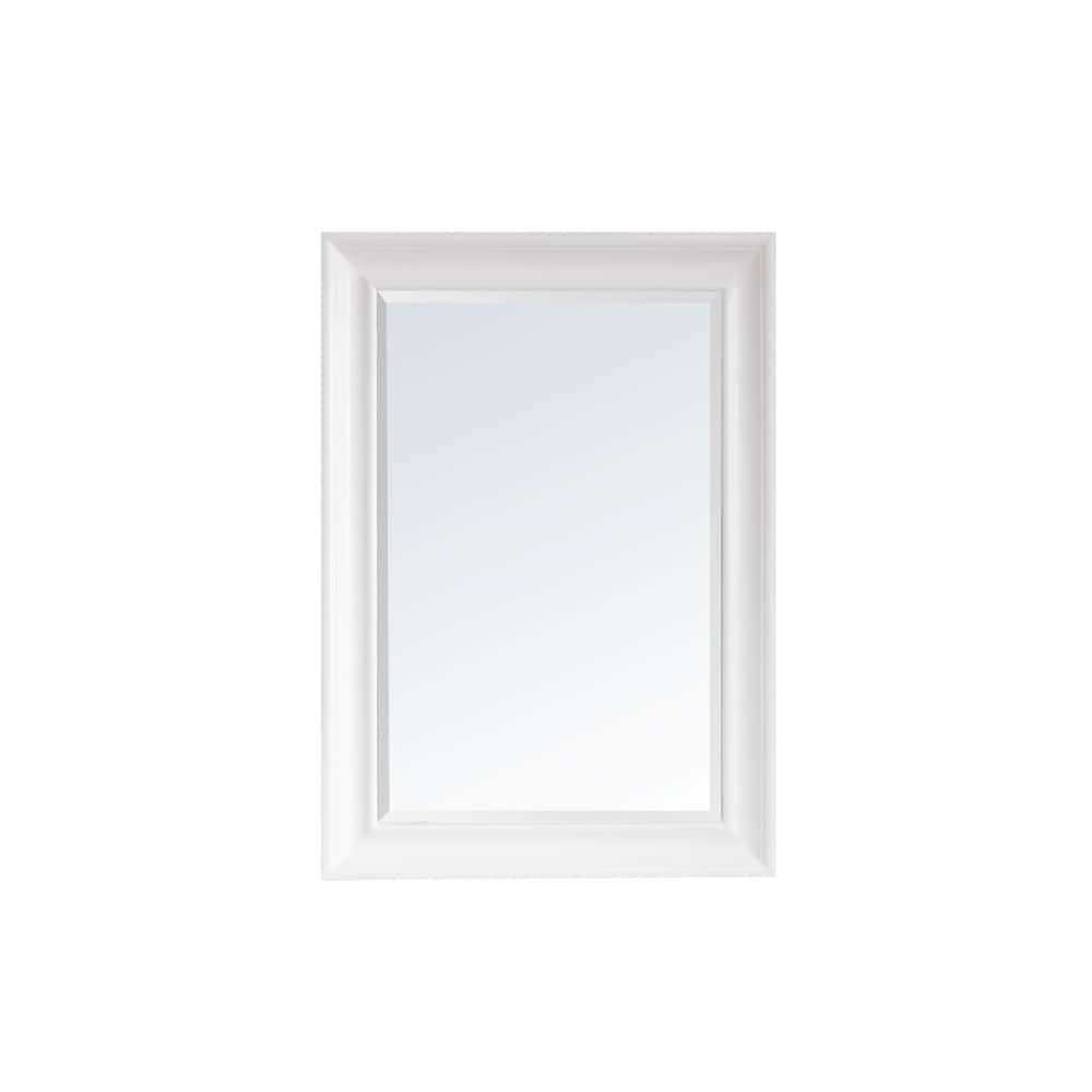 30 Inch Rectangular Framed Bathroom Mirror - White Vanity Wall Mirror with Transitional Hooks Included - Perfect for Bathrooms, Bedrooms & Entryway Décor