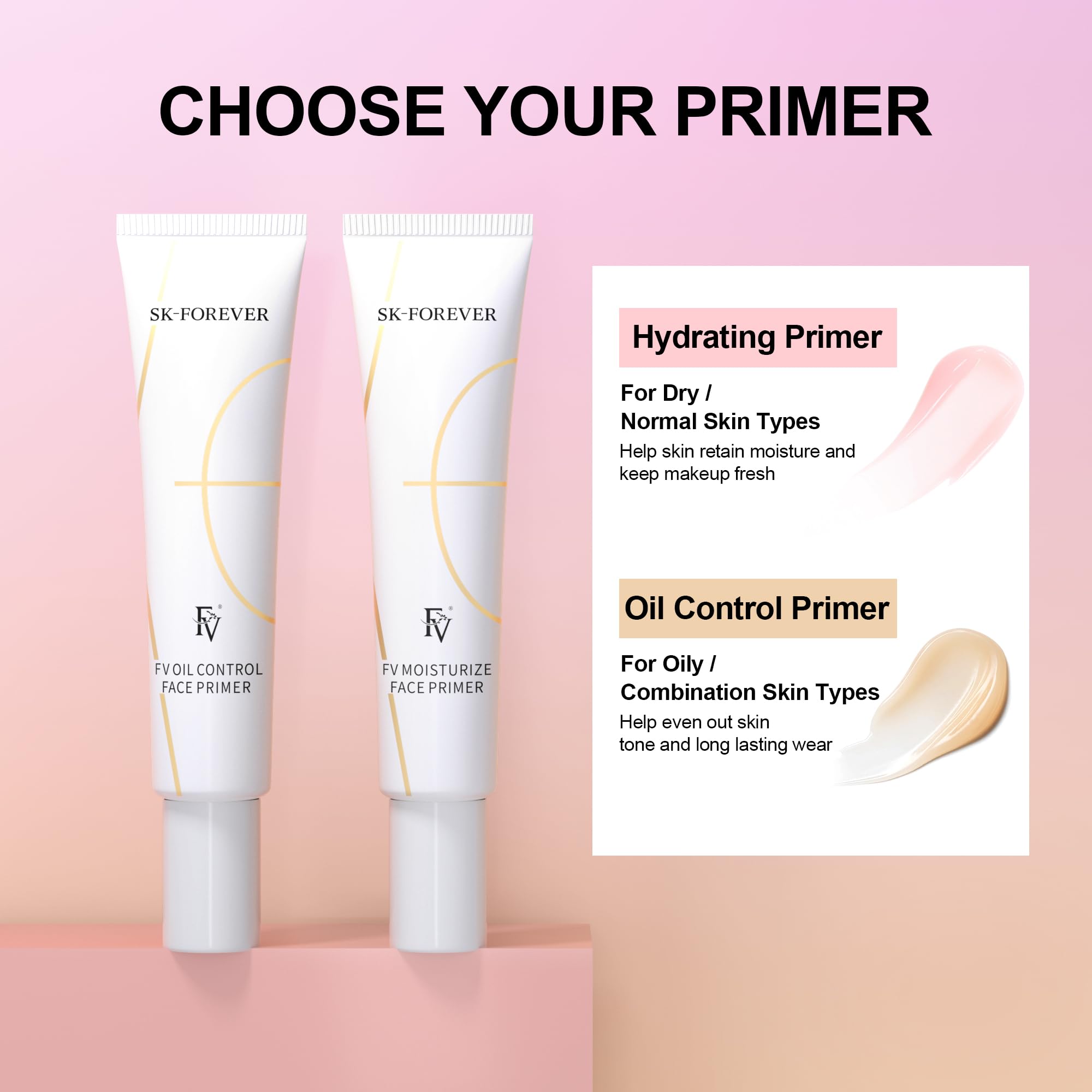 FV Oil-Control Primer - Long-Lasting Hydrating Matte Finish Makeup Base | Pore-Minimizing & Smoothing for Oily Skin | Daily Use Foundation Primer for Flawless Makeup Application