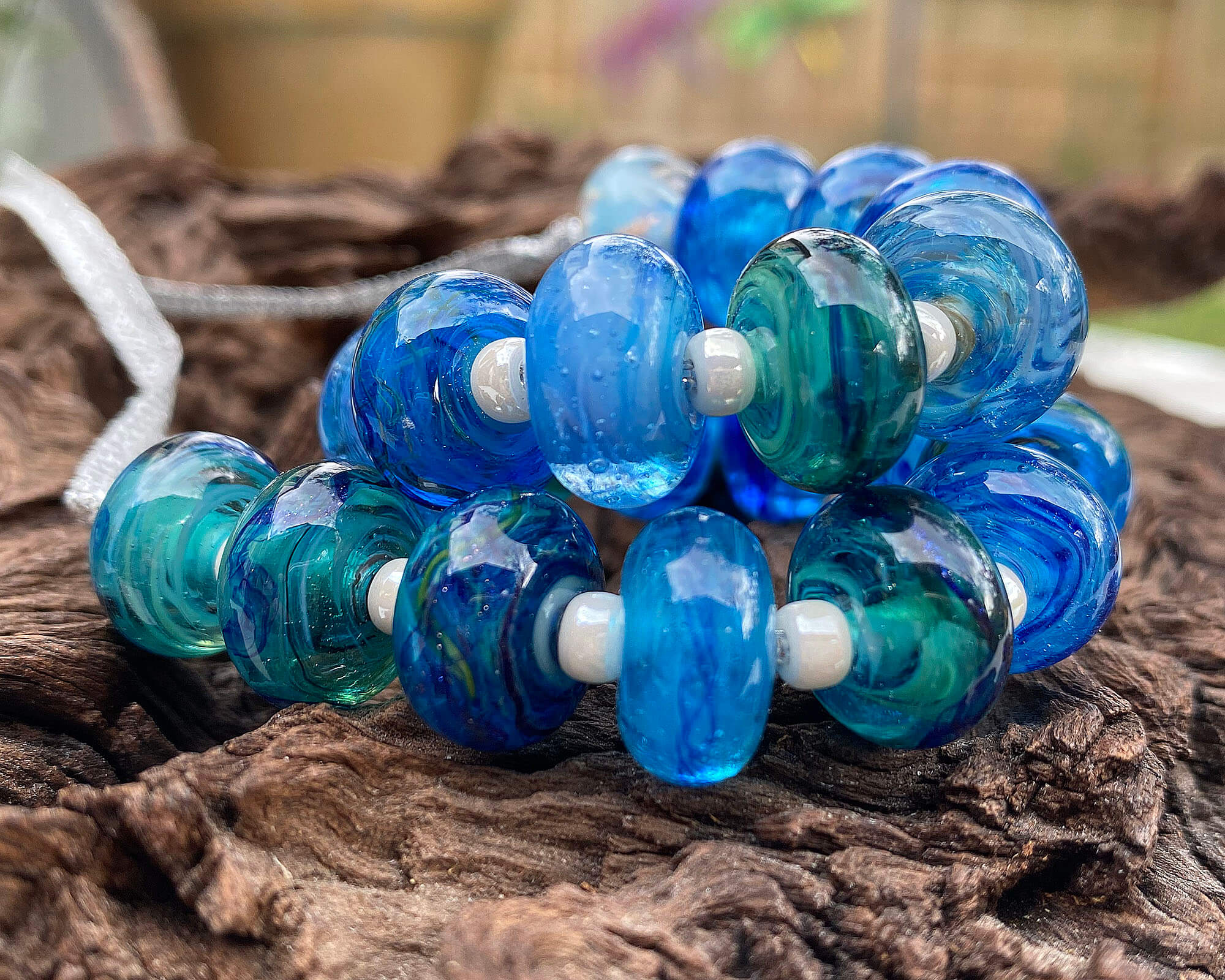 20 Vibrant Aqua Blue Ocean Lampwork Glass Beads Set for Jewelry Making - DIY Necklace, Bracelet & Earrings Craft Supplies - Perfect for Beach Theme Jewelry Designs