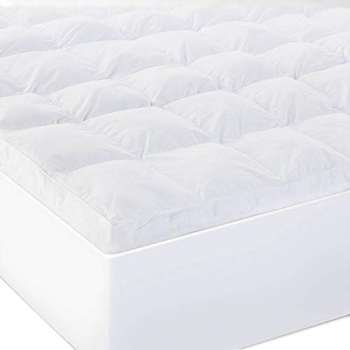 MALOUF Plush Down Alternative Fiber Mattress Topper with 100% Pure Cotton Cover - Full Size, White | Soft & Hypoallergenic for Ultimate Comfort in Bedroom, Guest Room, or Dorm