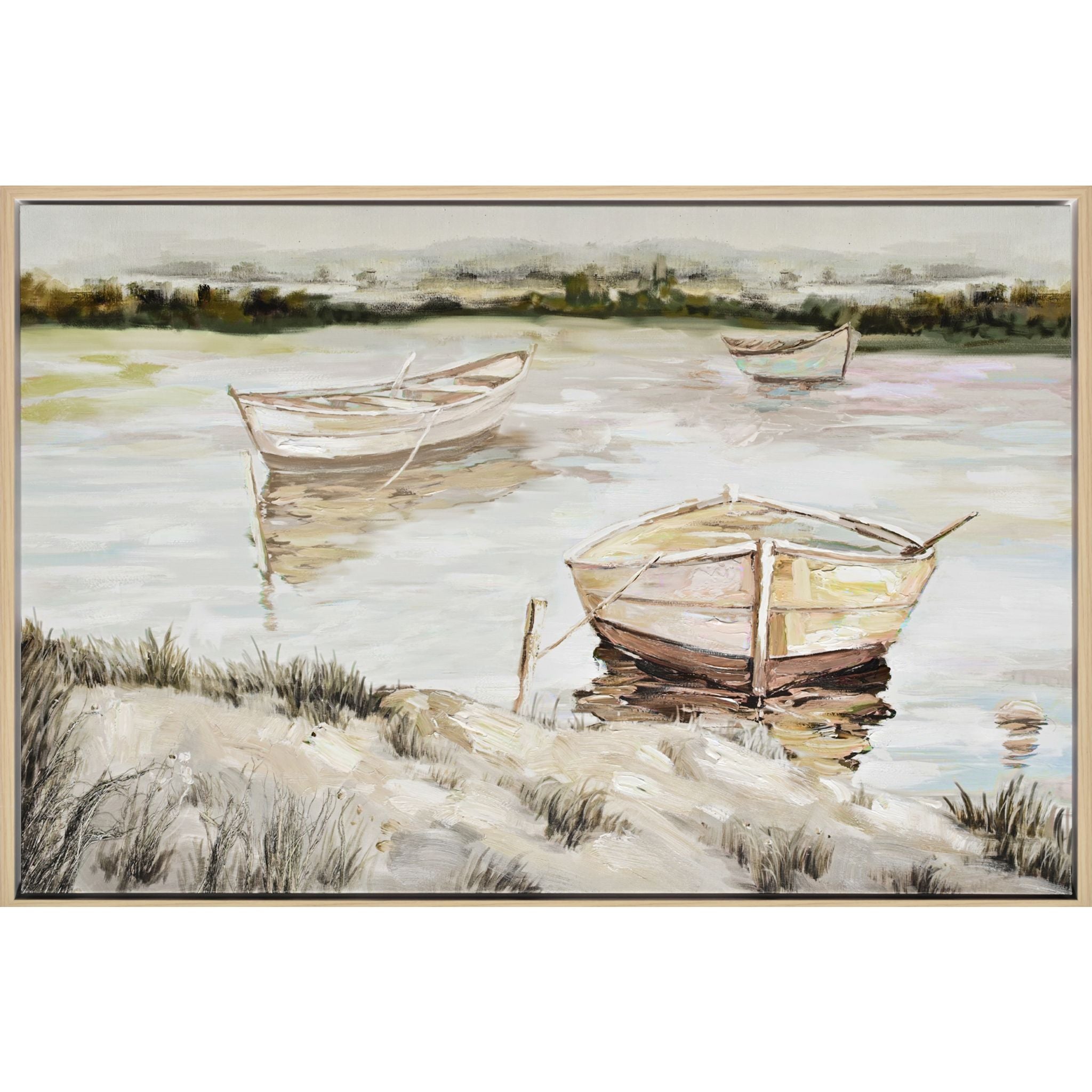 Premium Boats Wall Art Decor - 31.5 x 47 Inch Nautical Canvas Print for Living Room, Office & Beach House