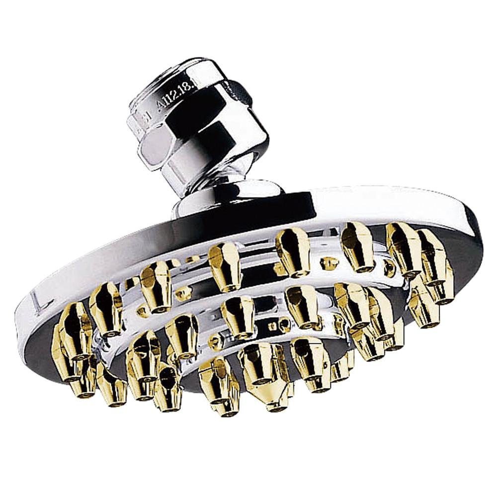 Polished Brass 3-Tier High Pressure Shower Head with Chrome Finish - K204A4 - Perfect for Spa-Like Bathroom Experience & Water Saving