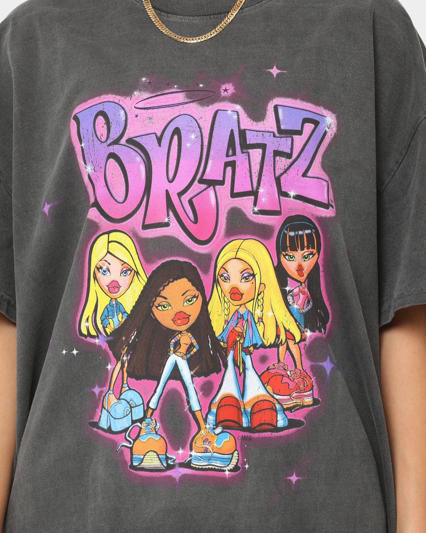 Bratz Logo Heavyweight Vintage T-Shirt - Black Wash | American Thrift Style | Perfect for Casual Wear, Retro Fashion & 90s Nostalgia Outfits