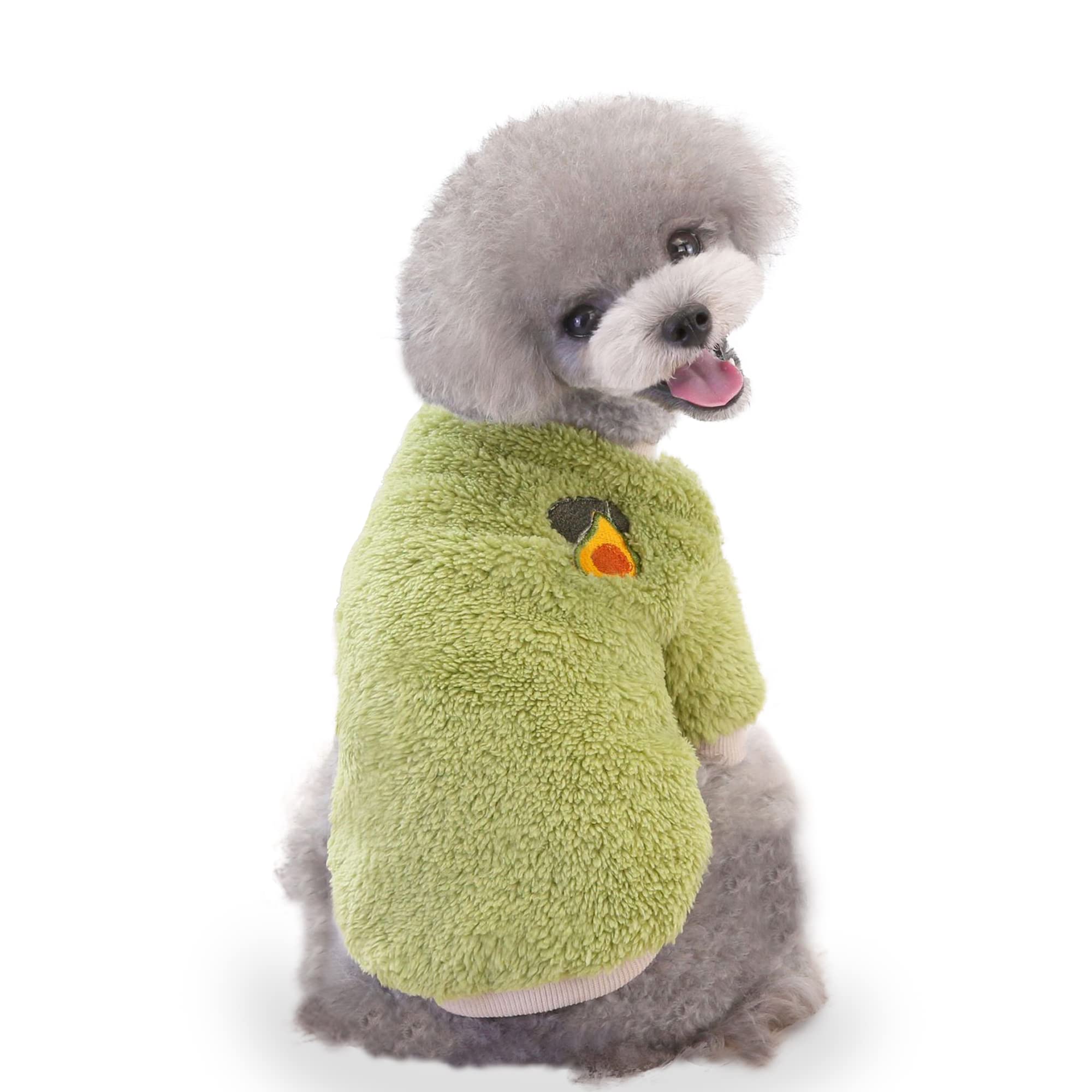 YAODHAOD Soft Flannel Dog Sweater for Small & Medium Dogs & Cats - Warm Winter Christmas Pet Shirt (Green, Small) - Perfect for Indoor & Outdoor Winter Activities, Holiday Photos & Daily Wear