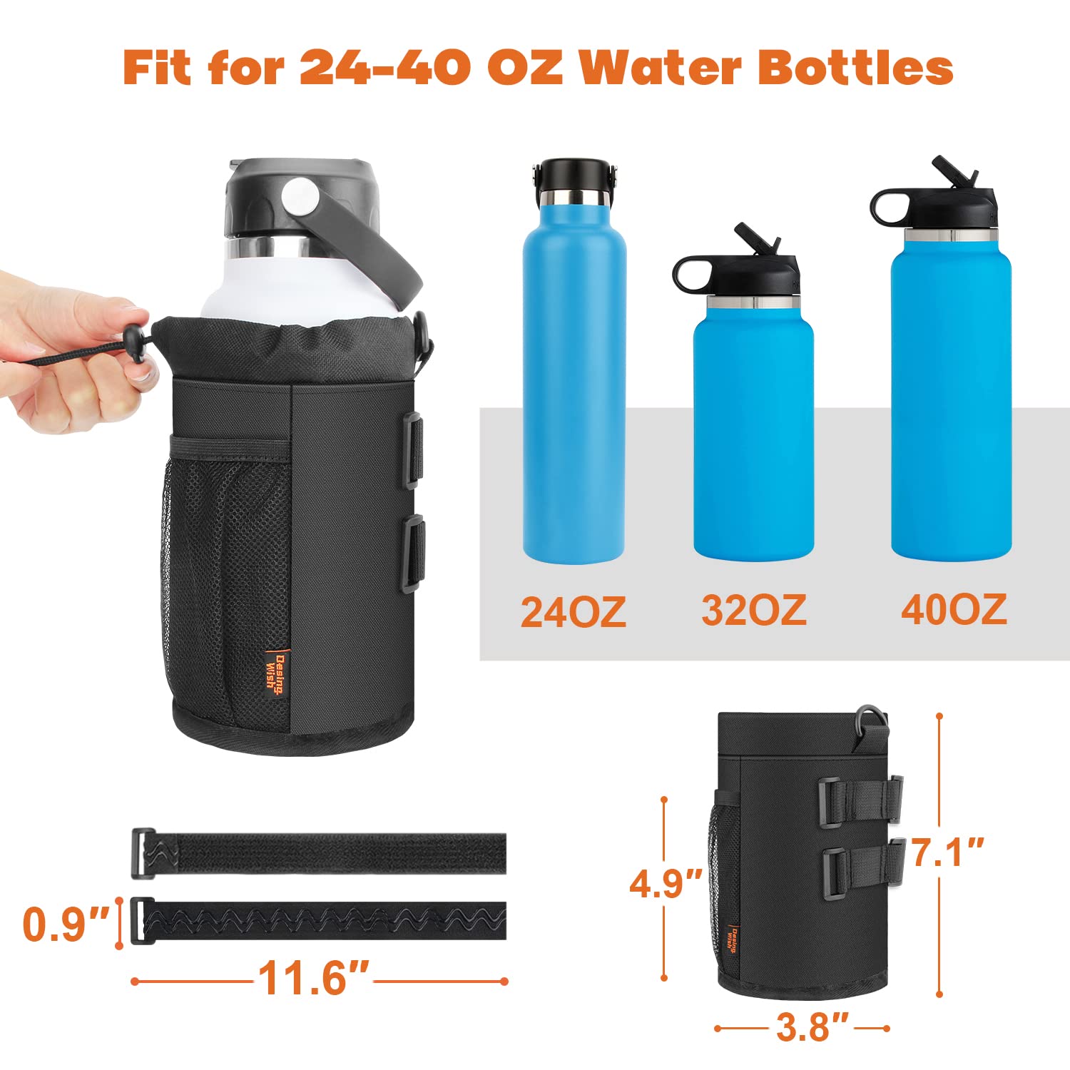**32-40oz Insulated Bike Water Bottle Holder - Universal Design for Mountain, Road, eBike & Scooter - Non-Slip Straps & Multiple Installation Methods - Perfect for Cycling, Commuting & Outdoor Adventures**
