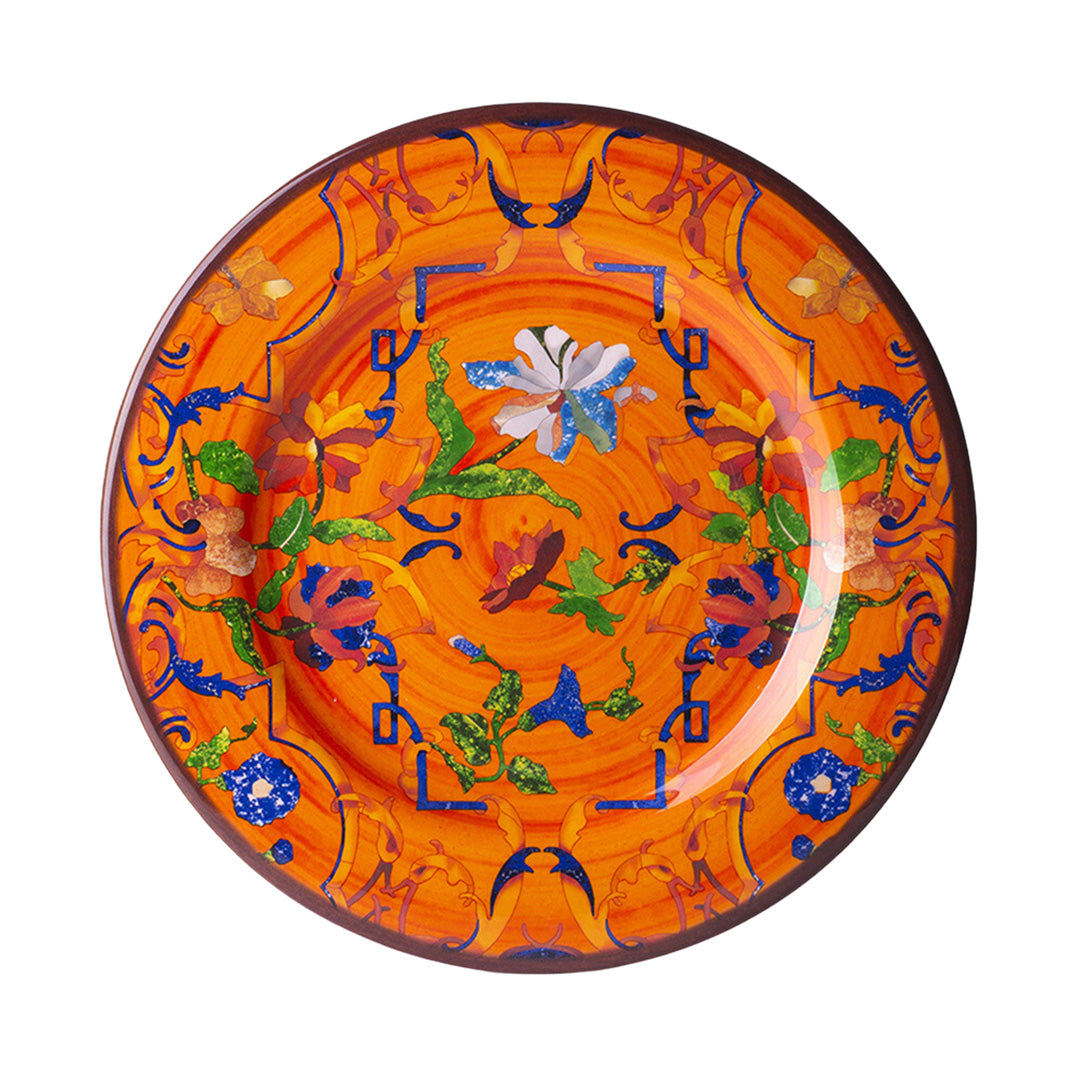 Premium Firenze Melamine Dinner Plates - Set of 4, Durable Orange Plastic Plates for Outdoor Dining, Picnics & Camping | Shatterproof & Lightweight Dishware for BBQs, Parties & Everyday Use