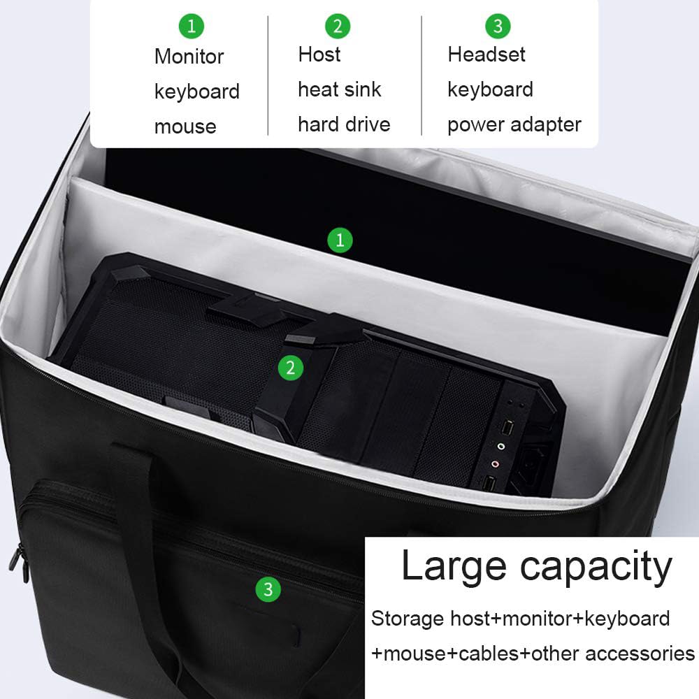 Buwico 24-Inch Rolling Desktop PC Travel Case - Heavy-Duty Computer Carrying Bag with Wheels for CPU, Monitor, Keyboard & Accessories | Perfect for Office, Gaming Setup & Tech Transport